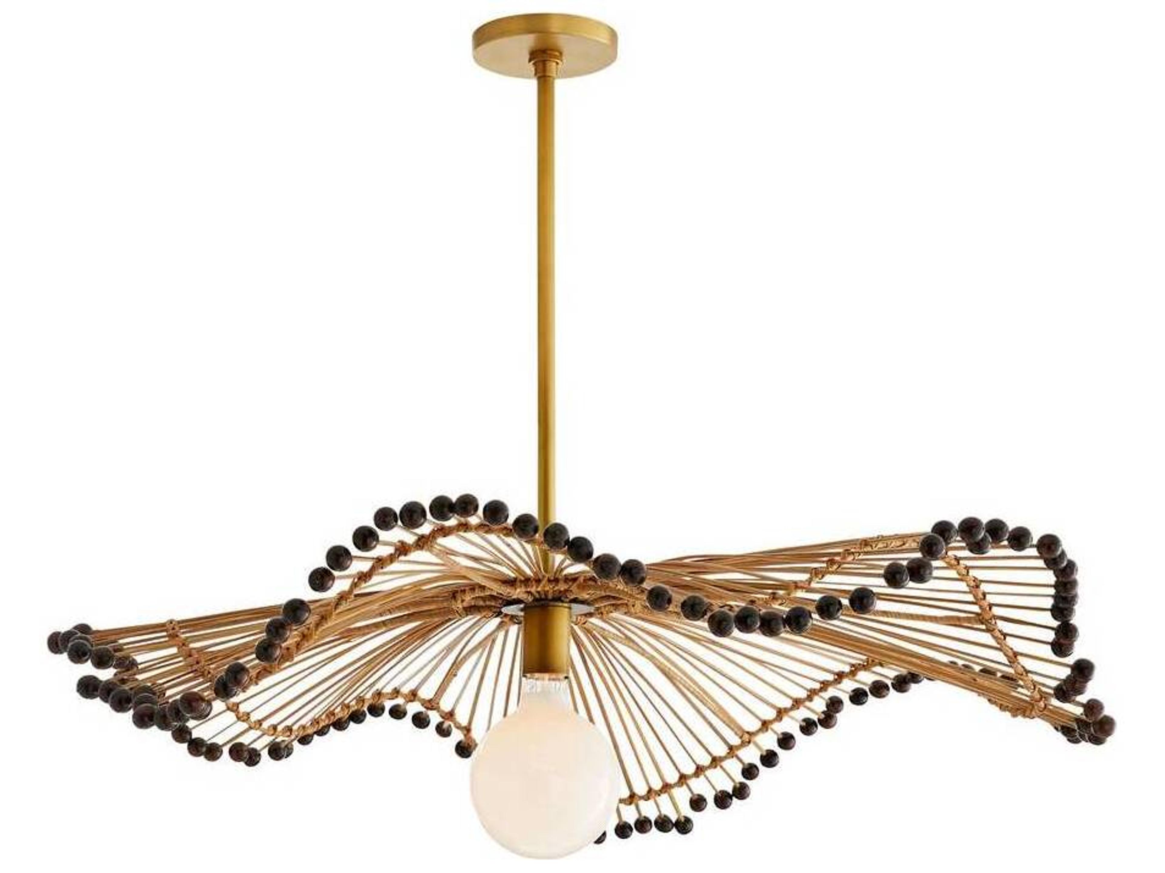 Arteriors Home Waverly 1-Light Natural Burl Rattan Antique Brass Pendant