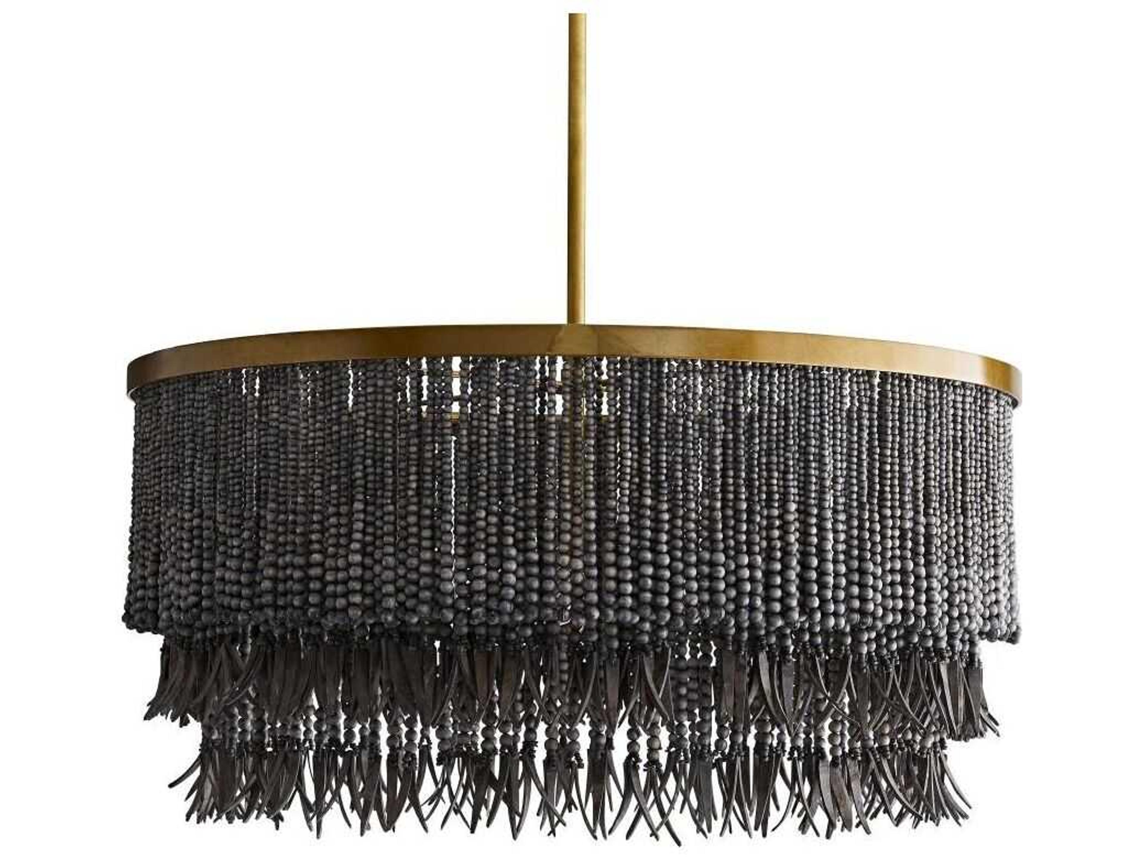 Arteriors Baja Dark Gray Wash Beaded Drum Chandelier