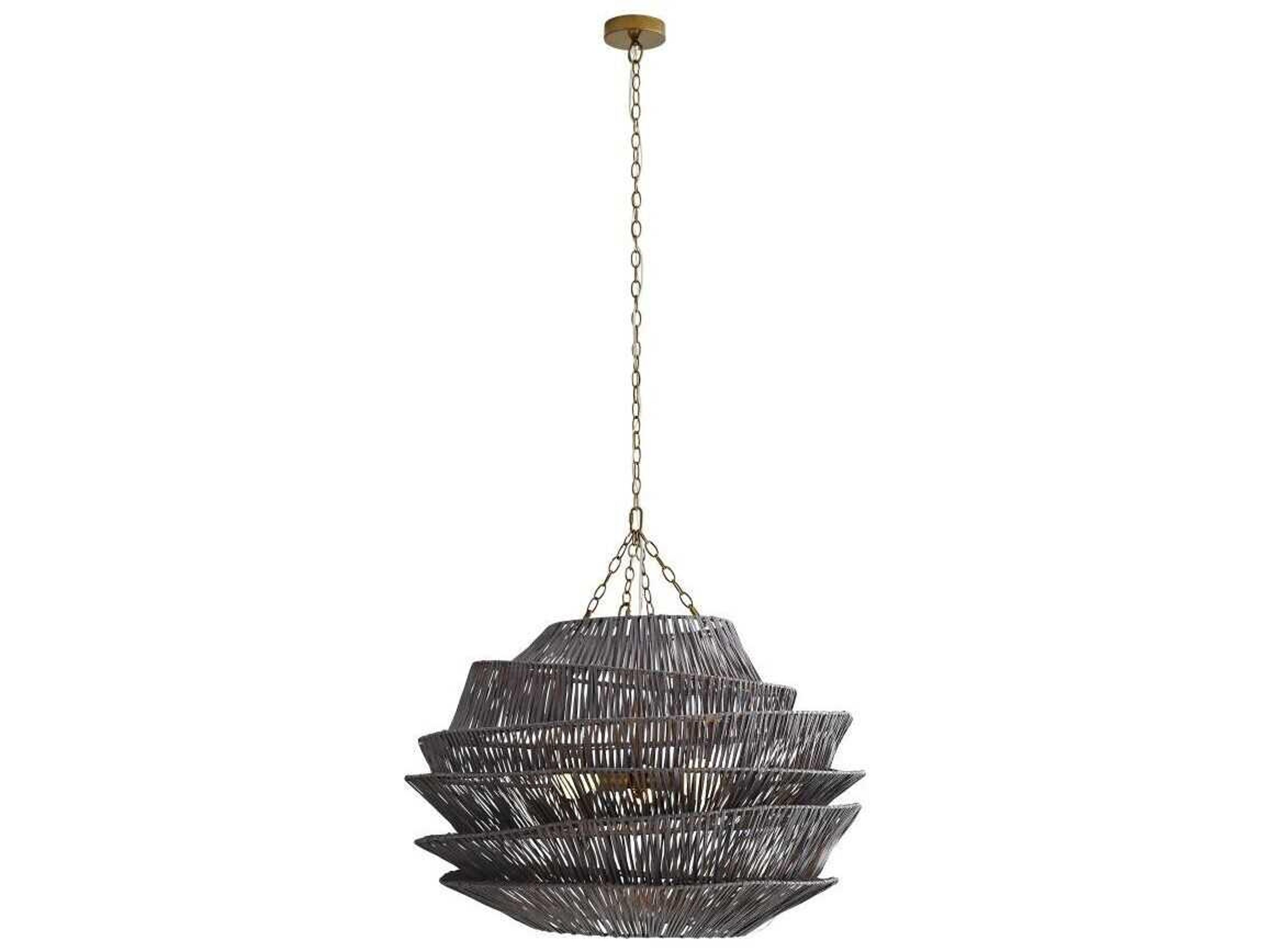 Arteriors Home Barton 3-Light Dark Gray Stained Raffia Pendant