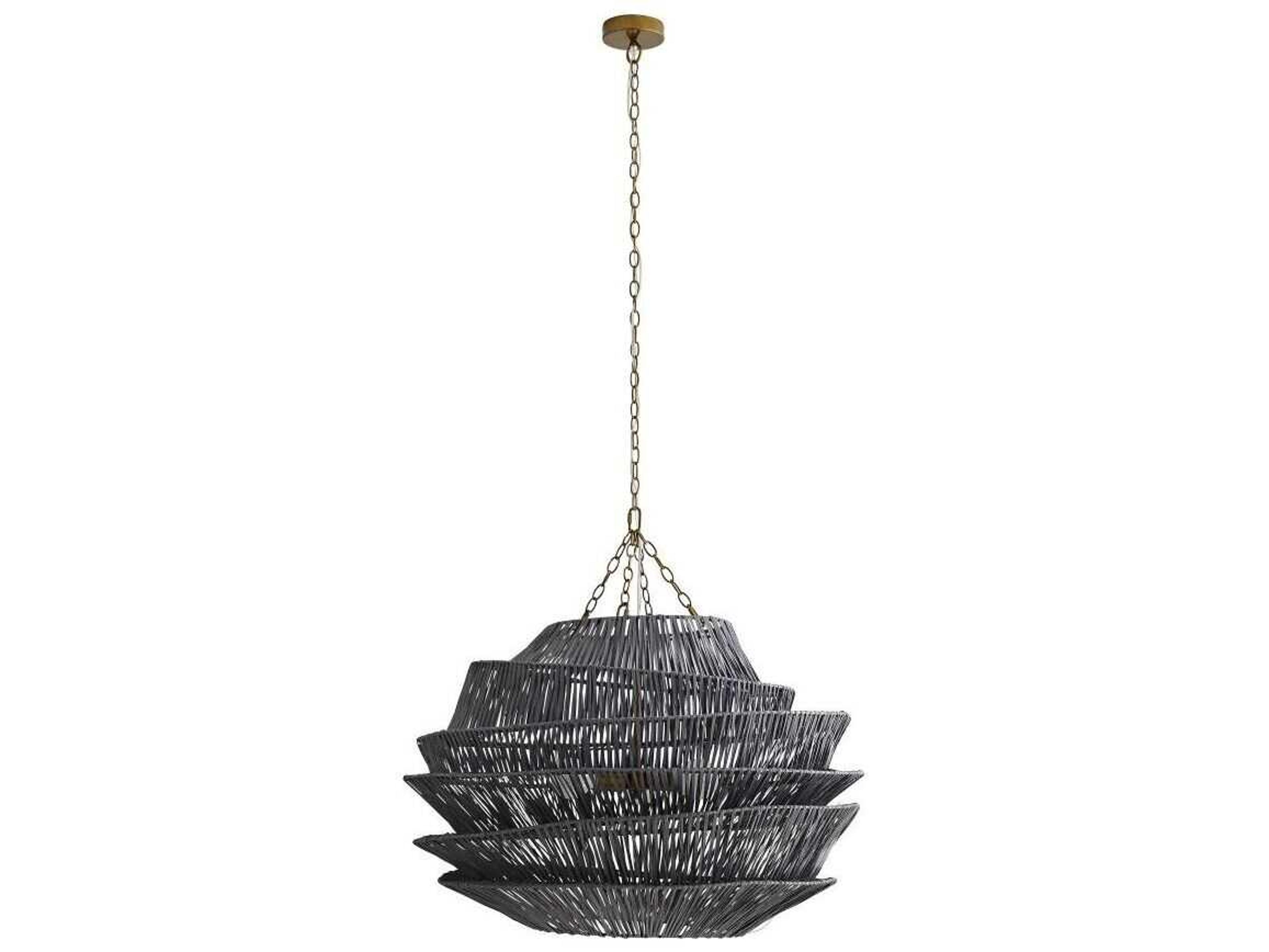Arteriors Home Barton 3-Light Dark Gray Stained Raffia Pendant