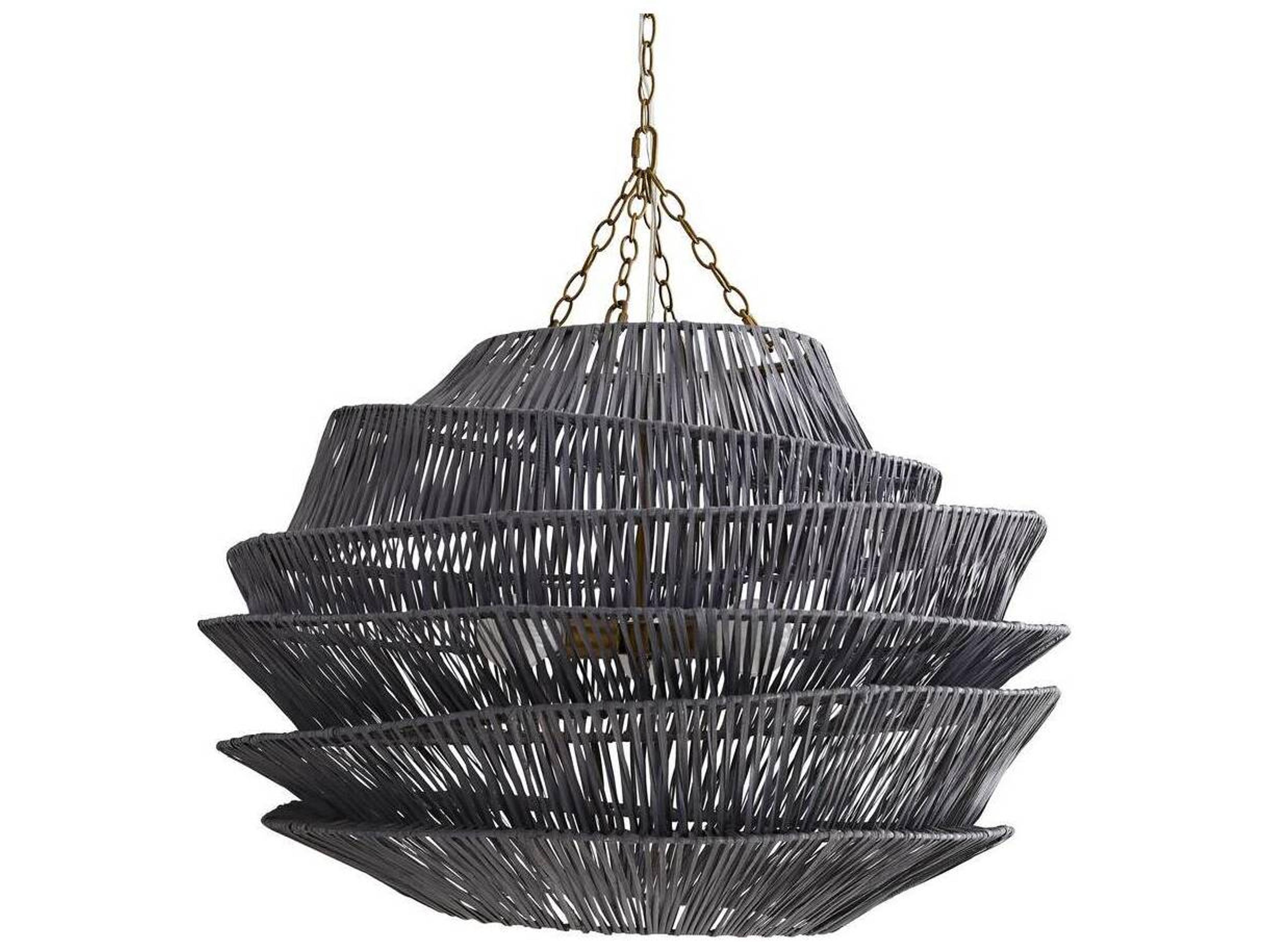 Arteriors Home Barton 3-Light Dark Gray Stained Raffia Pendant