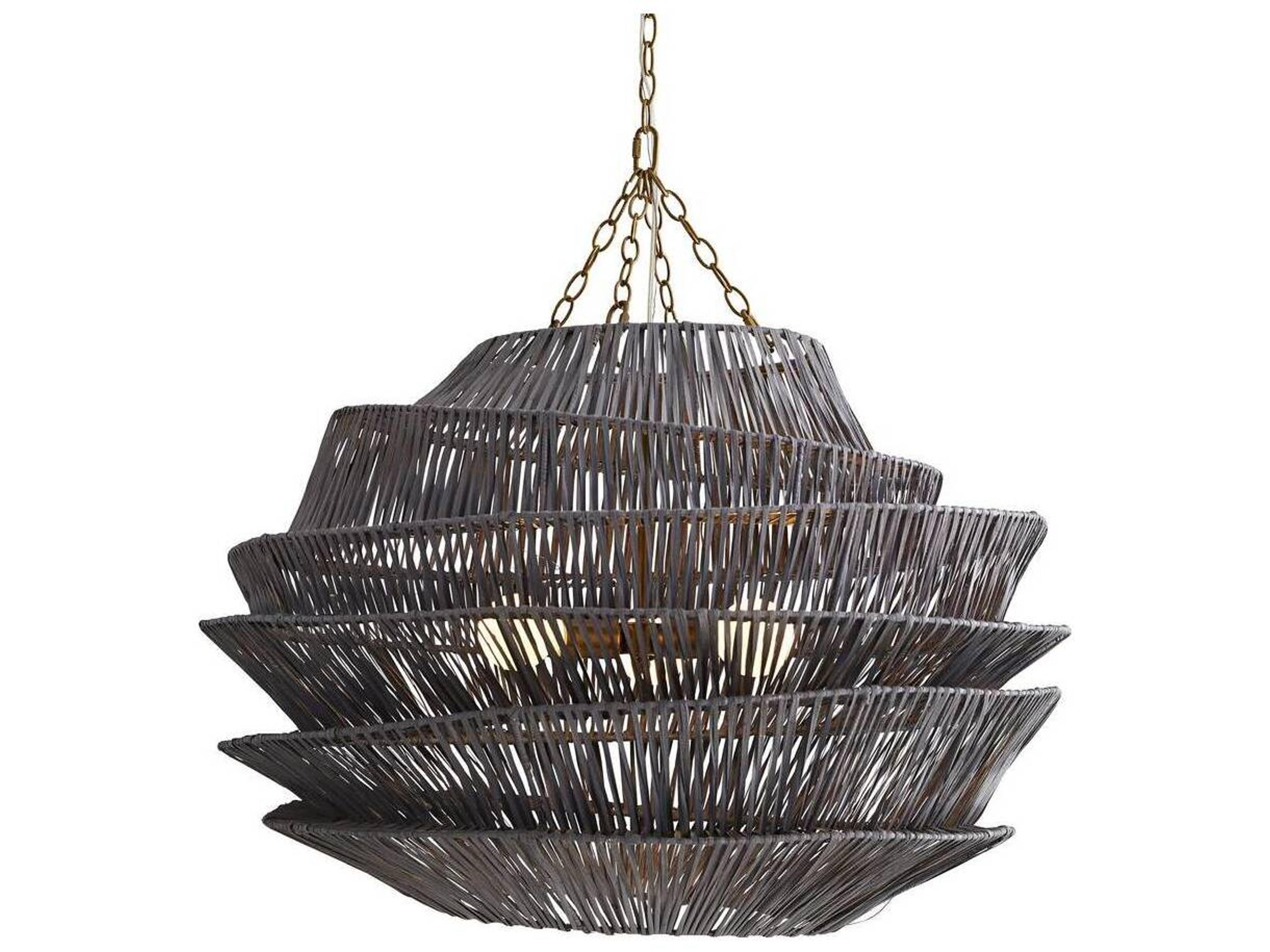 Arteriors Home Barton 3-Light Dark Gray Stained Raffia Pendant