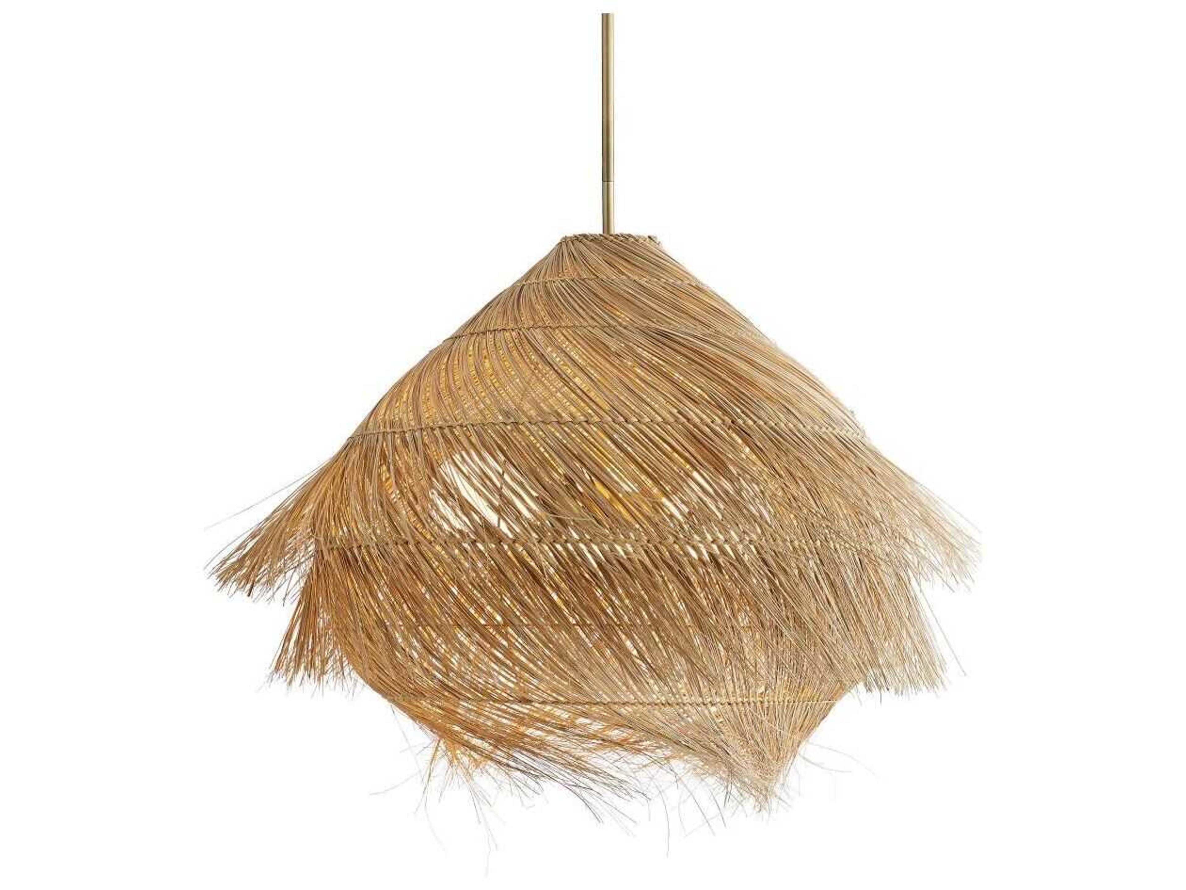 Ashburn Pendant Light Natural Buri Antique Brass