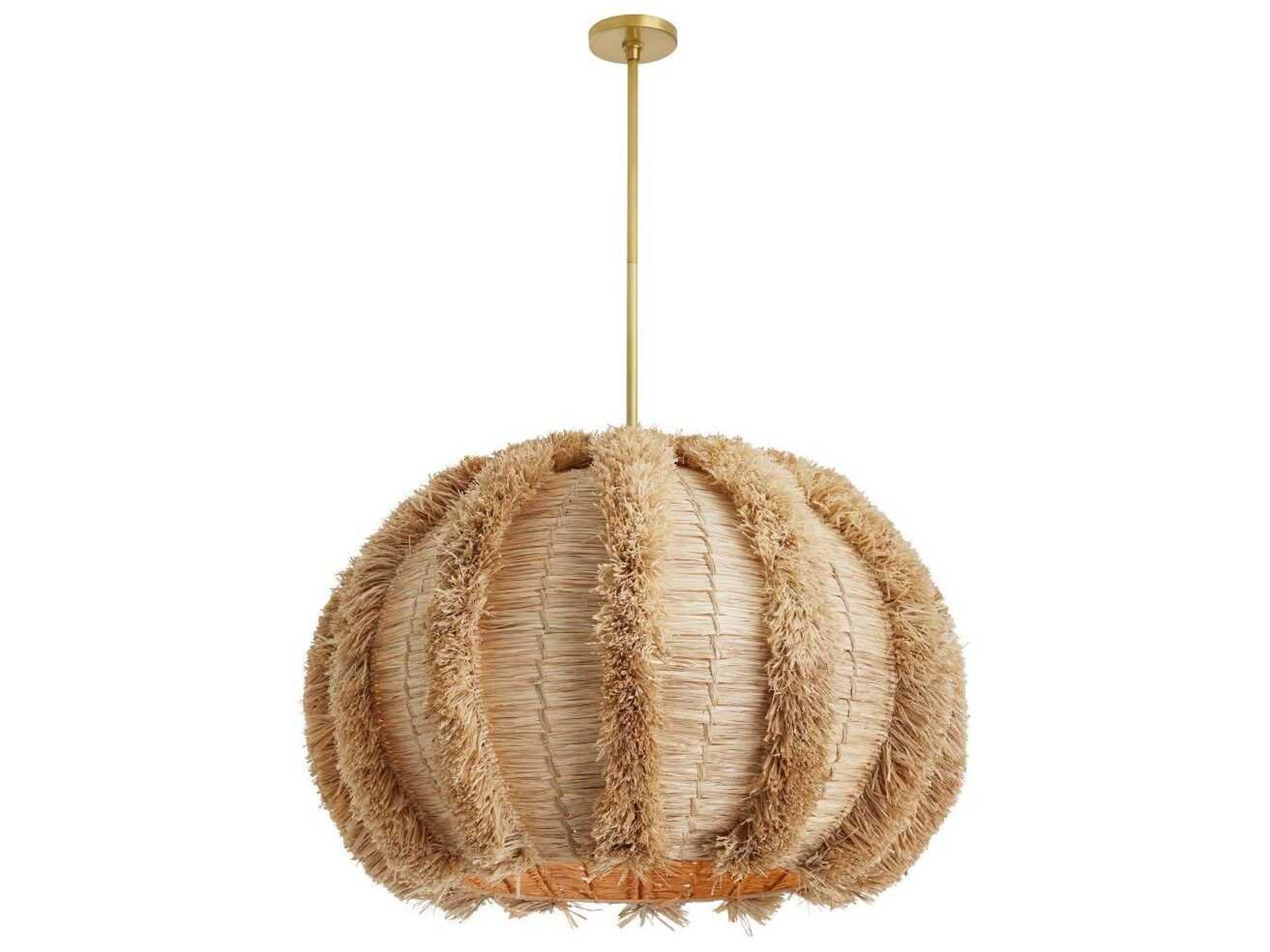 Arteriors Home Johanna 1-Light Natural Raffia Brown Globe Pendant