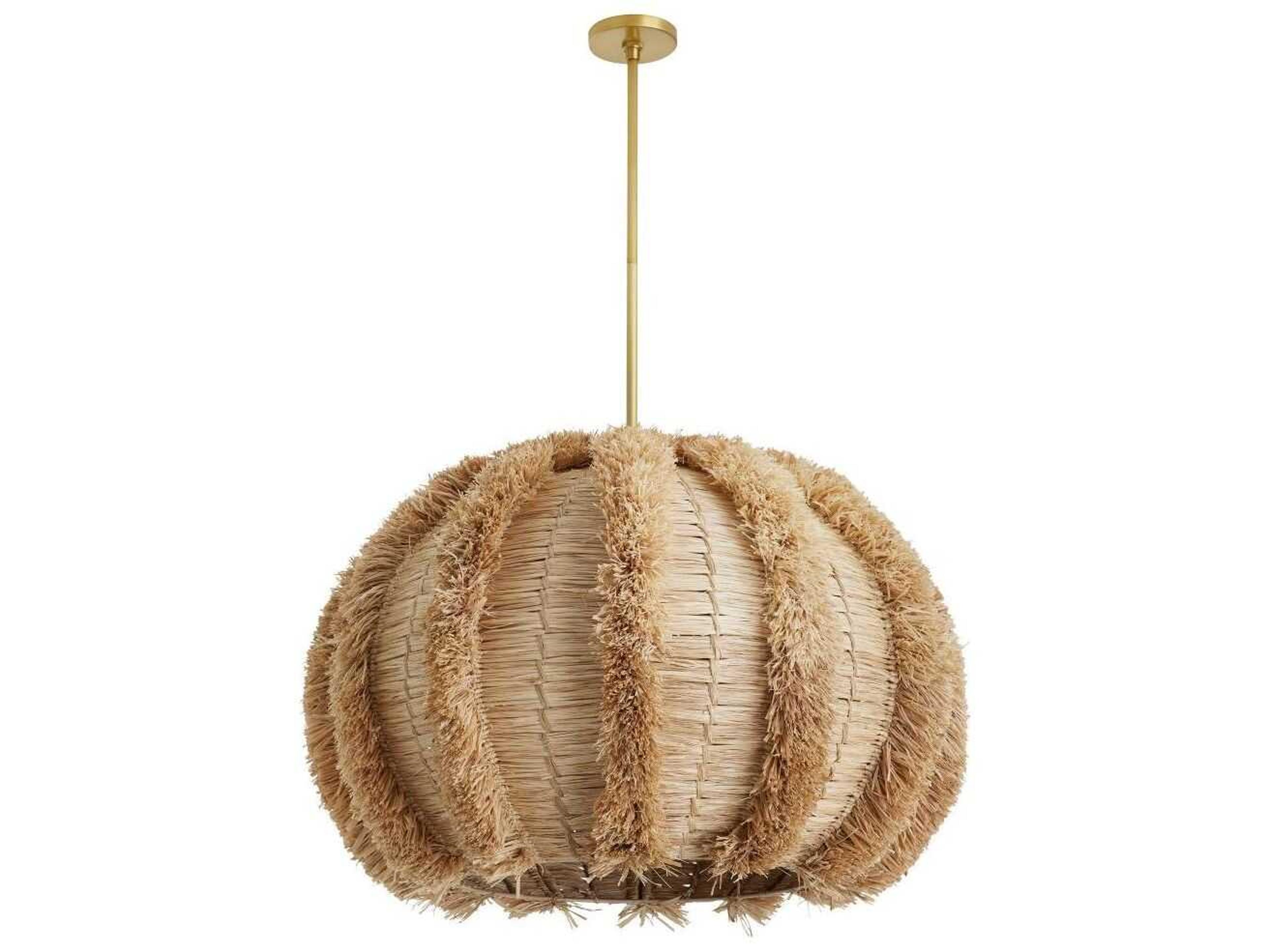Arteriors Home Johanna 1-Light Natural Raffia Brown Globe Pendant