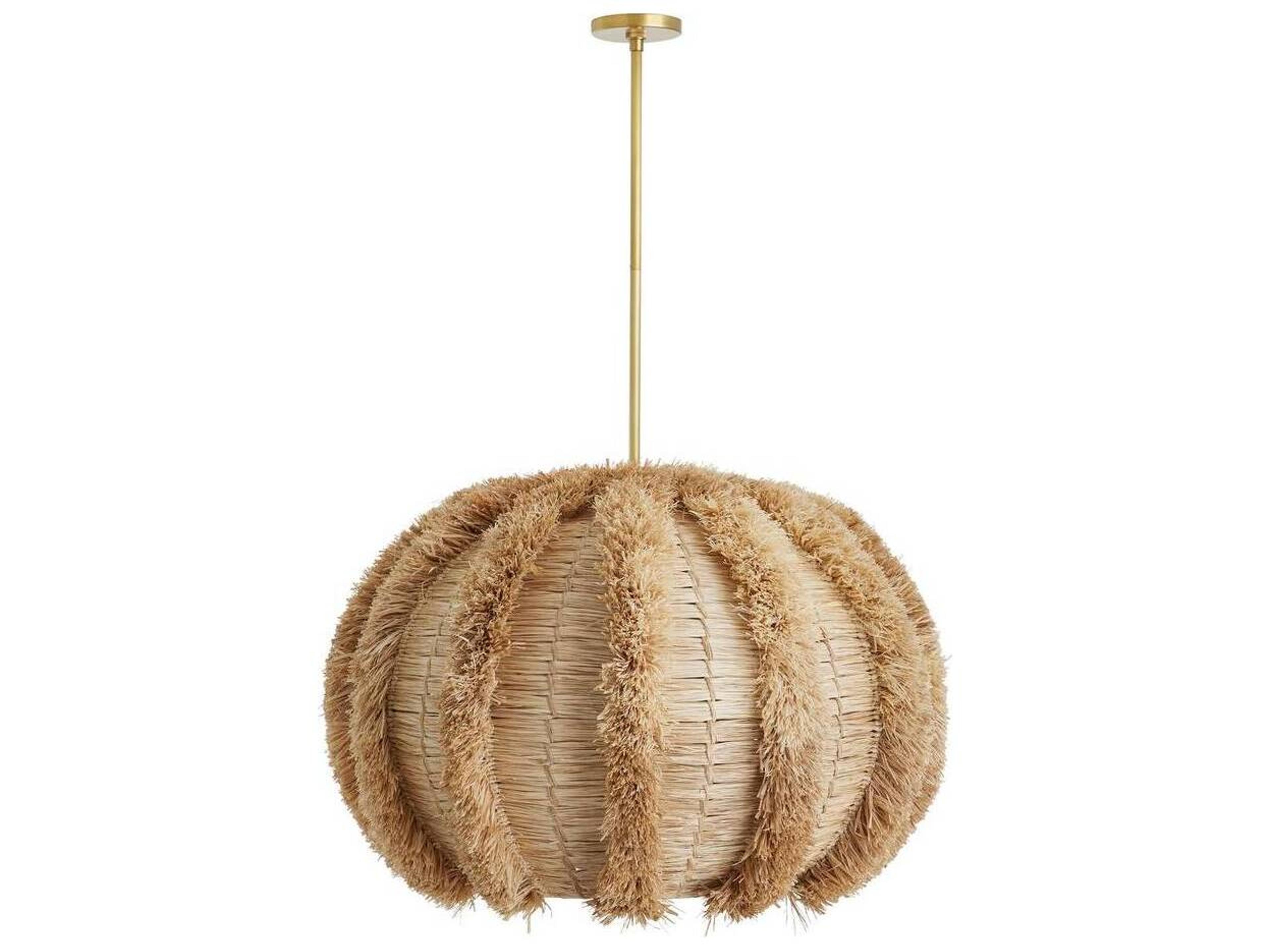Arteriors Home Johanna 1-Light Natural Raffia Brown Globe Pendant
