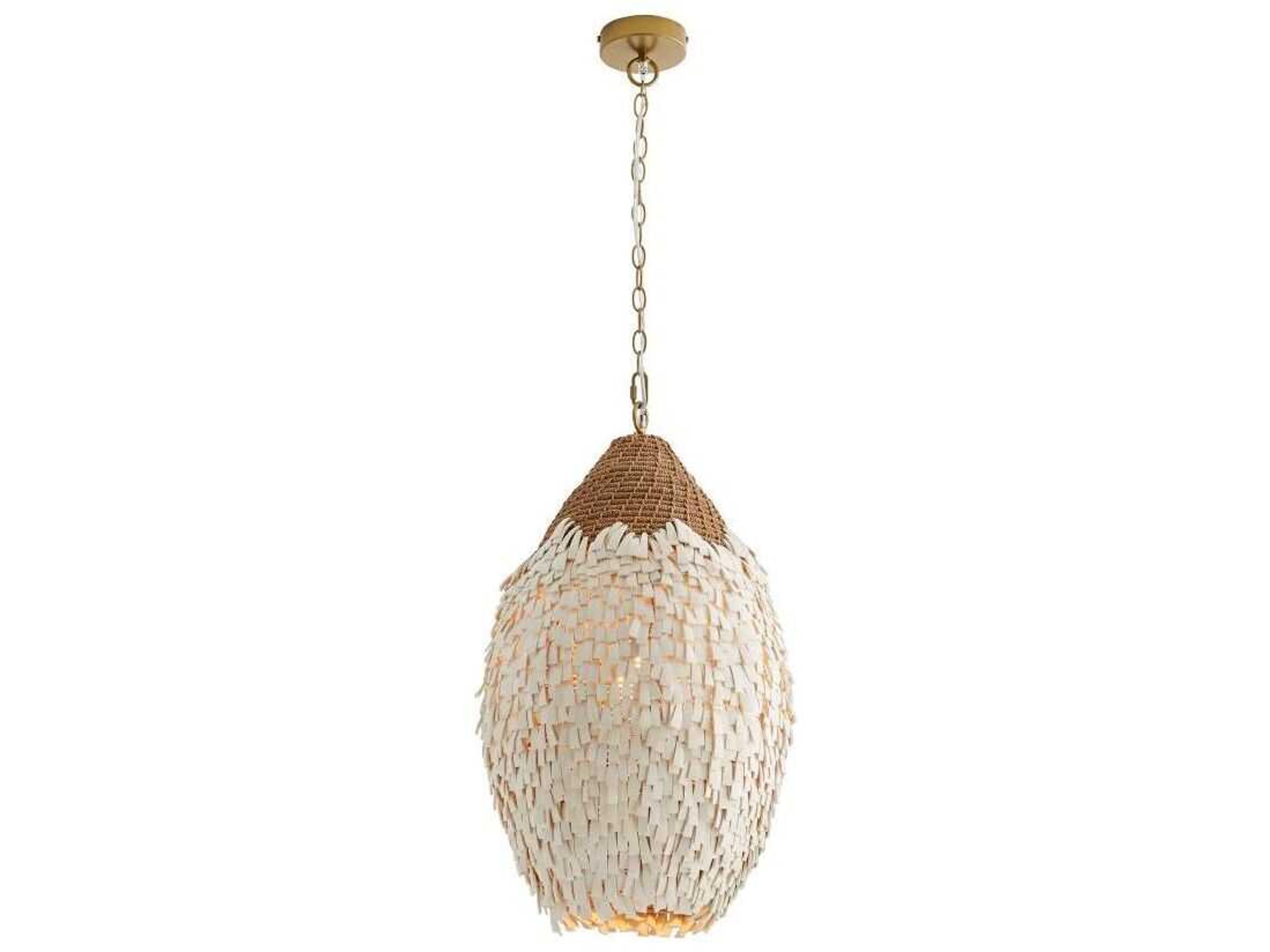 Arteriors Home Orla 1-Light Antique Brass White Pendant