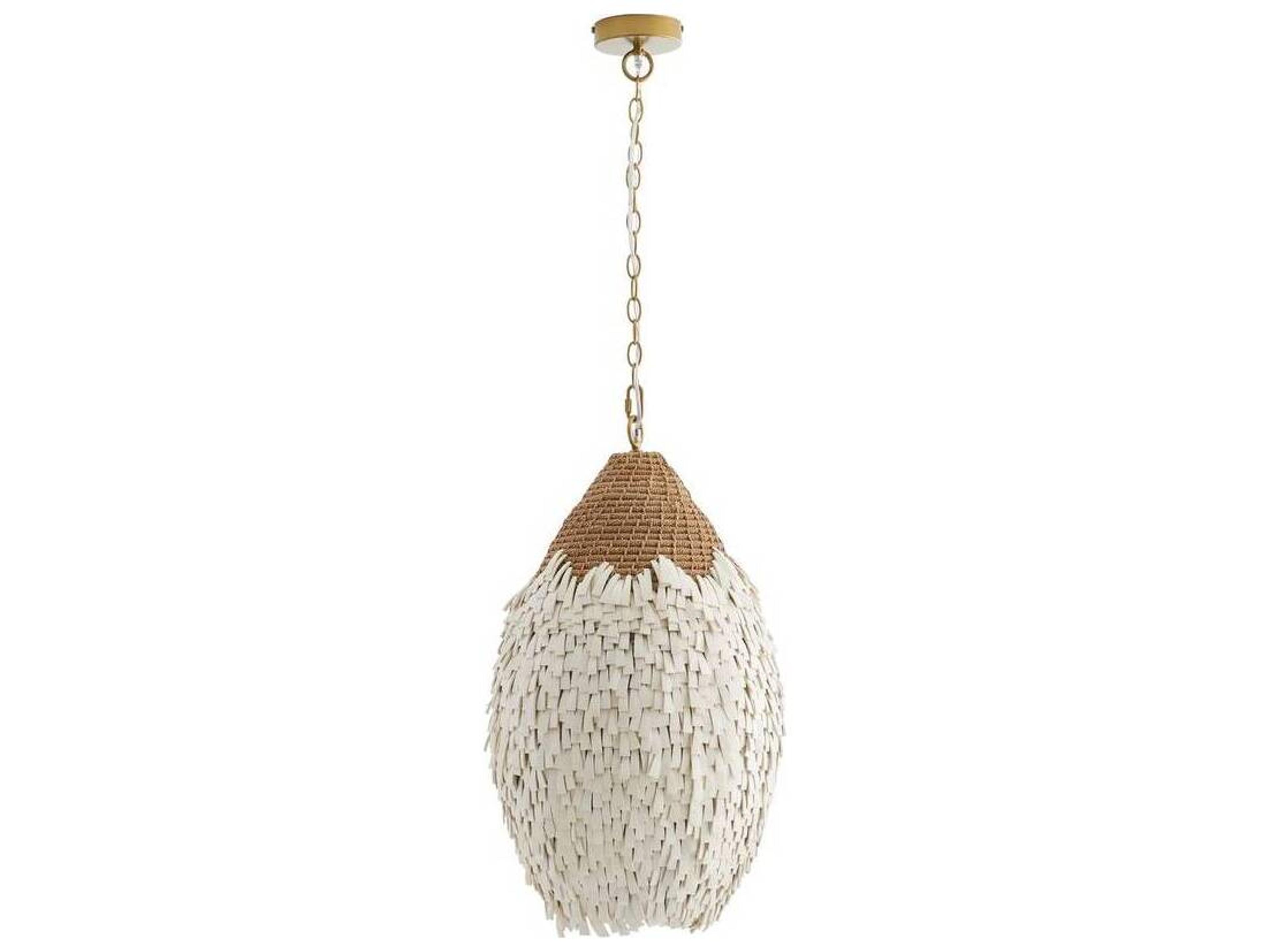 Arteriors Home Orla 1-Light Antique Brass White Pendant