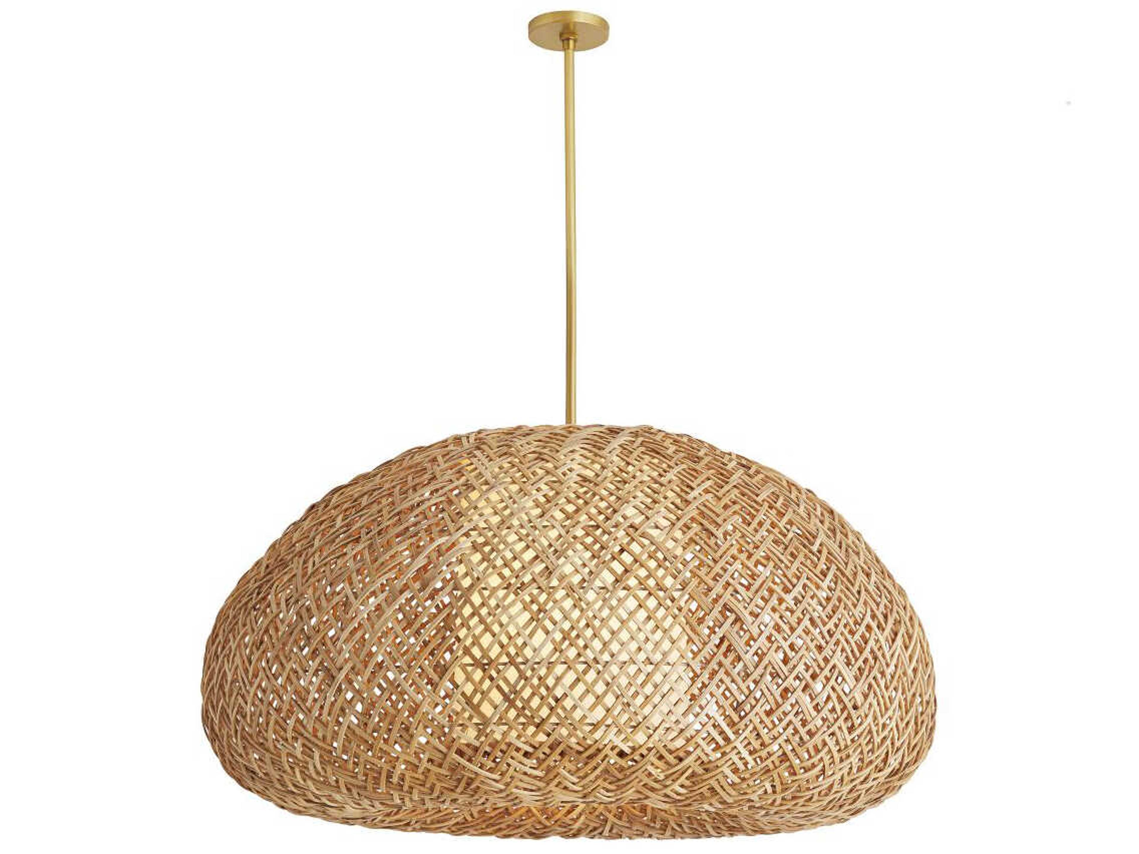 Arteriors Home Ingrid 1-Light Natural Rattan White Linen Wood Pendant