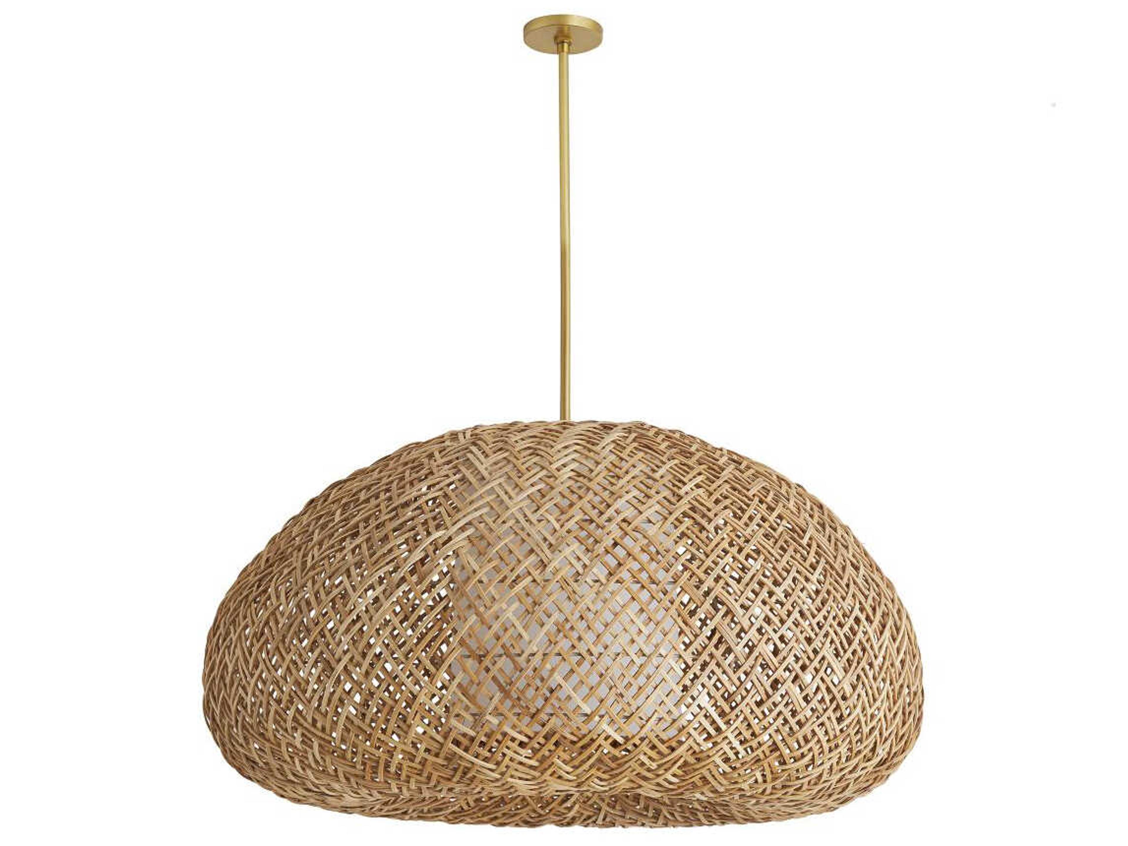 Arteriors Home Ingrid 1-Light Natural Rattan White Linen Wood Pendant