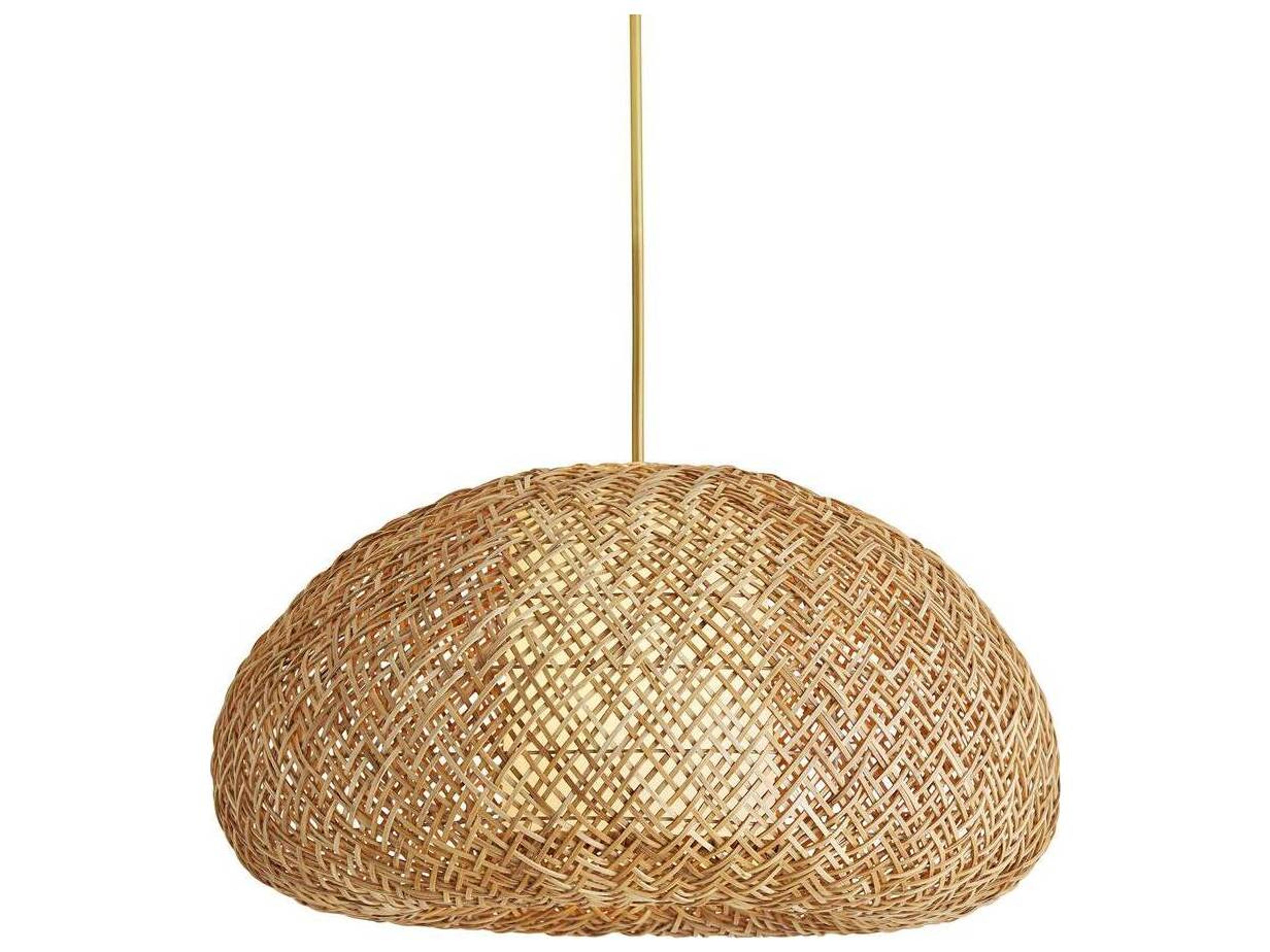 Arteriors Home Ingrid 1-Light Natural Rattan White Linen Wood Pendant