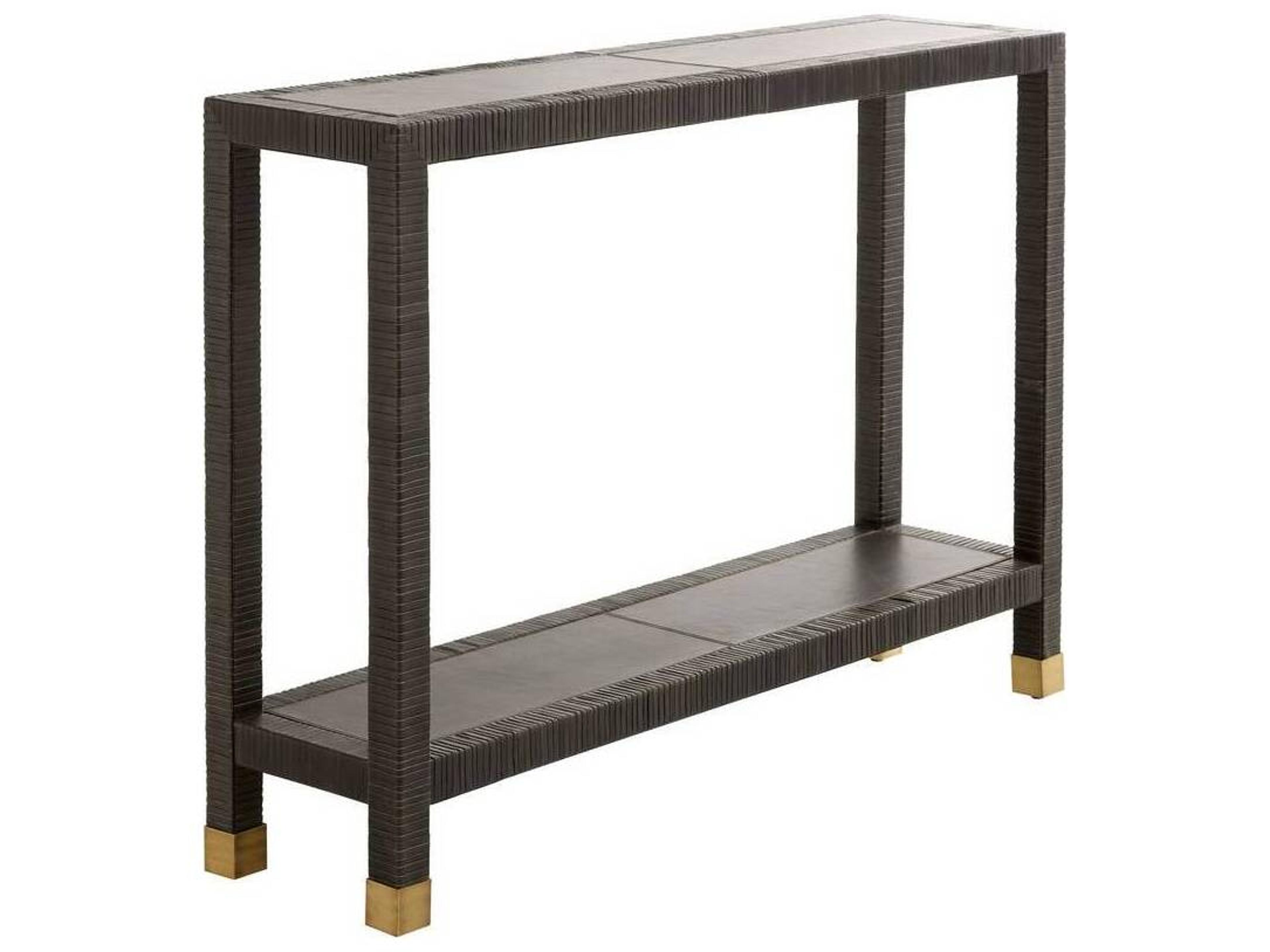 Arteriors Home Rectangular Leather Dim Gray Oswald Console Table