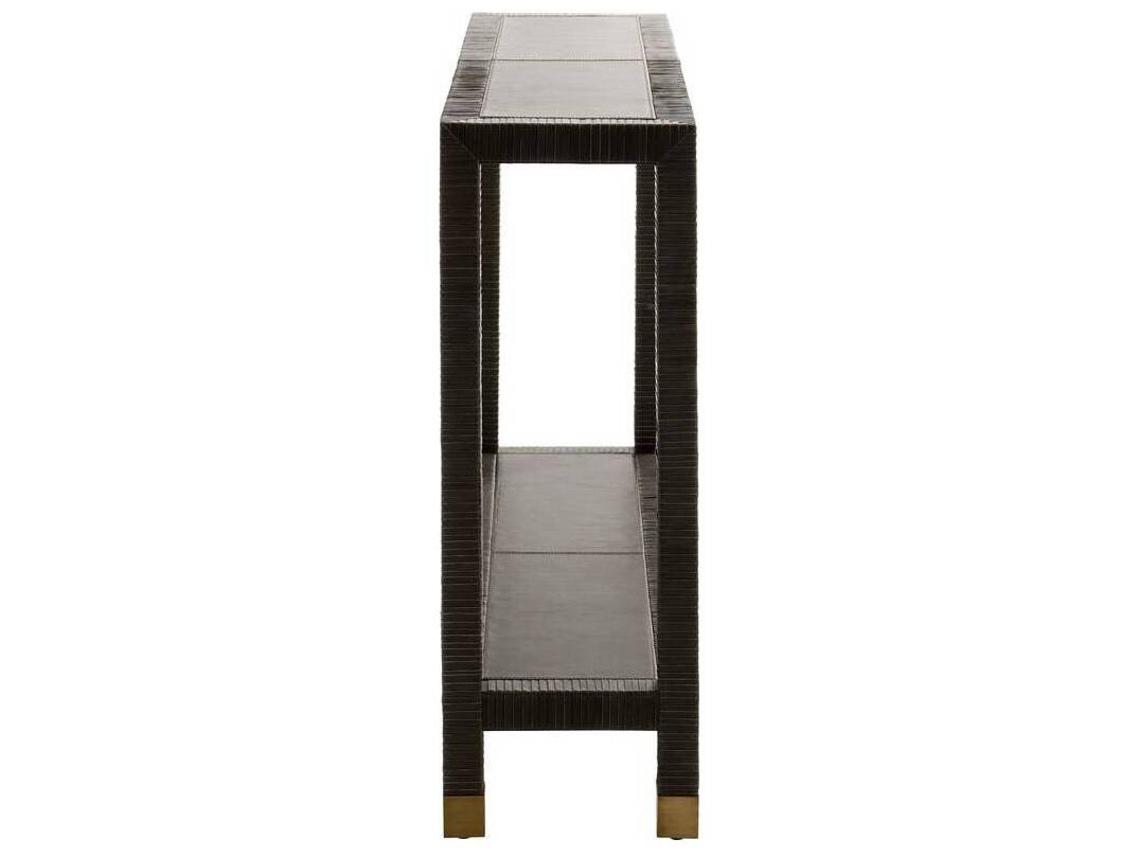 Arteriors Home Rectangular Leather Dim Gray Oswald Console Table