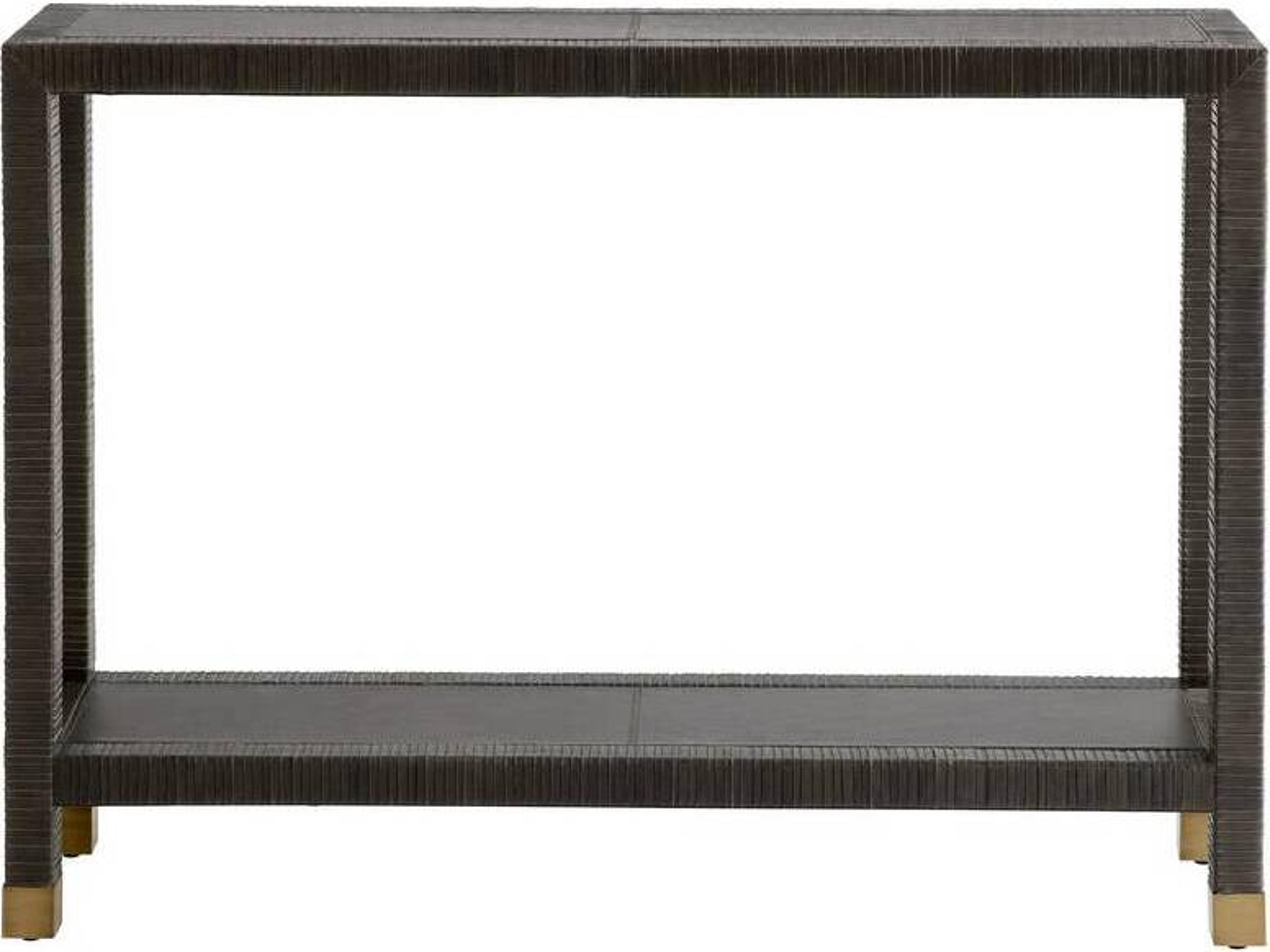 Arteriors Home Rectangular Leather Dim Gray Oswald Console Table