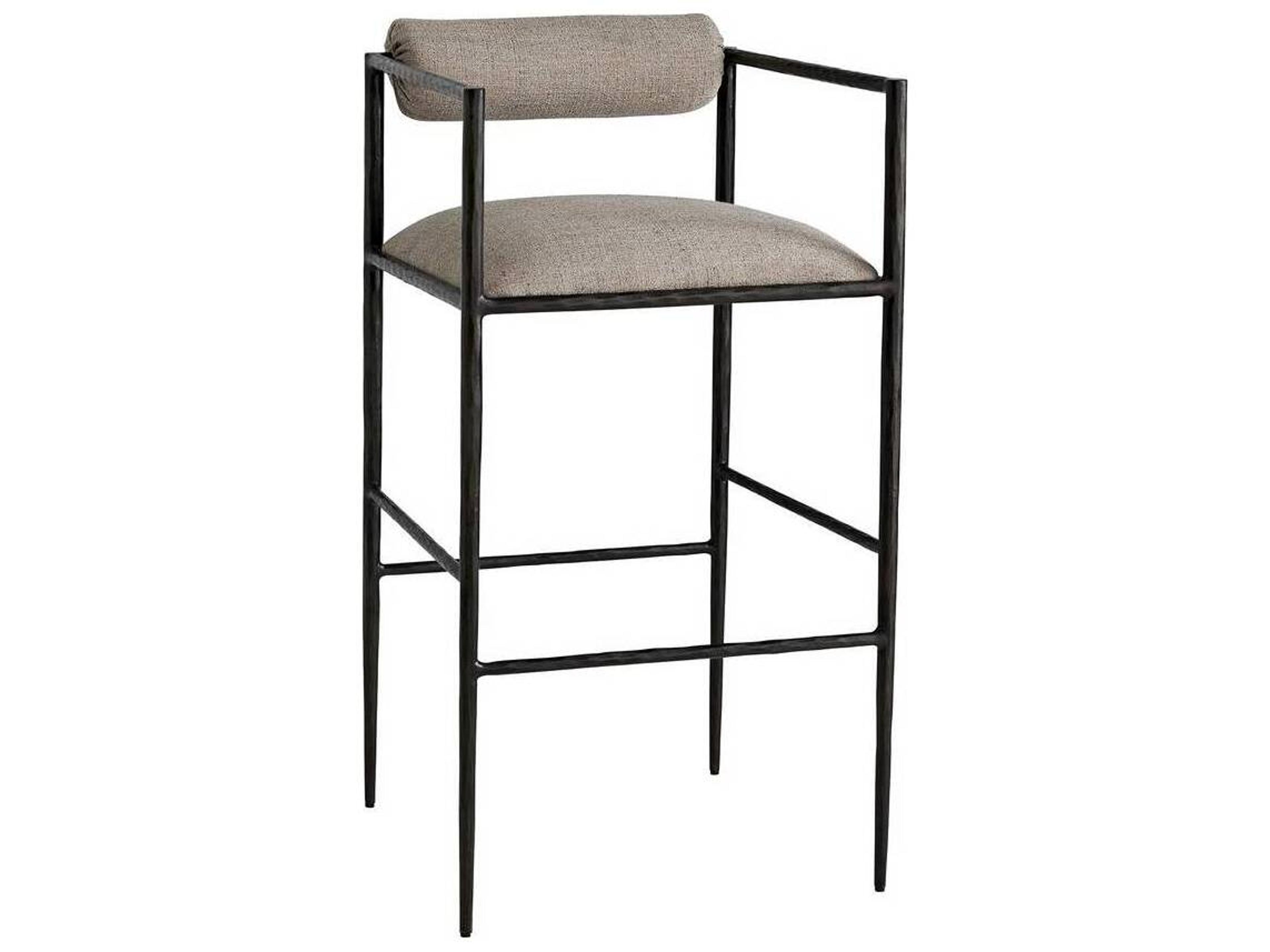 Arteriors Home Barbana Natural Pewter Upholstered Bar Stool