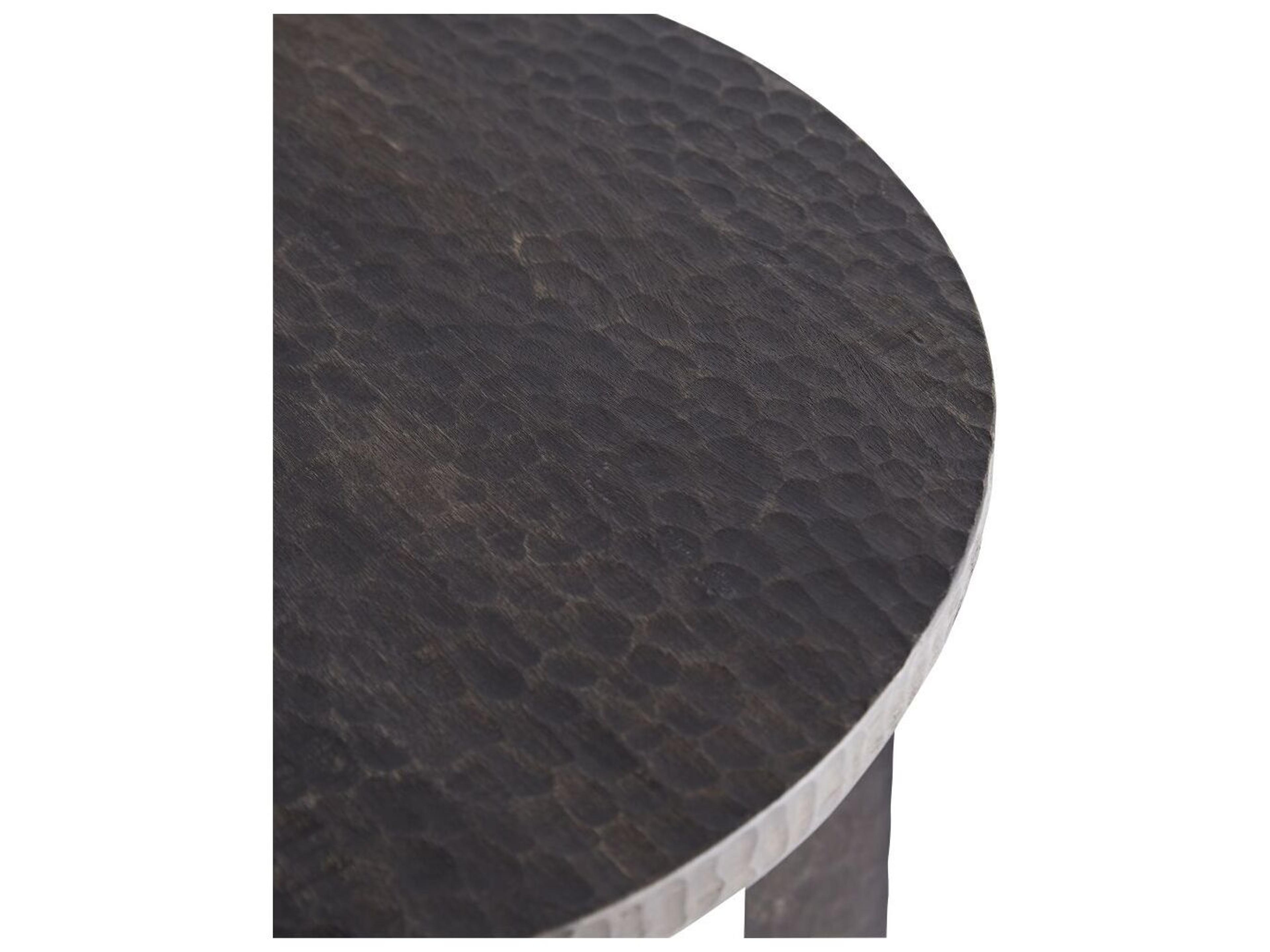 Arteriors Home Round Wood Soft Black Waxed Dustin End Table
