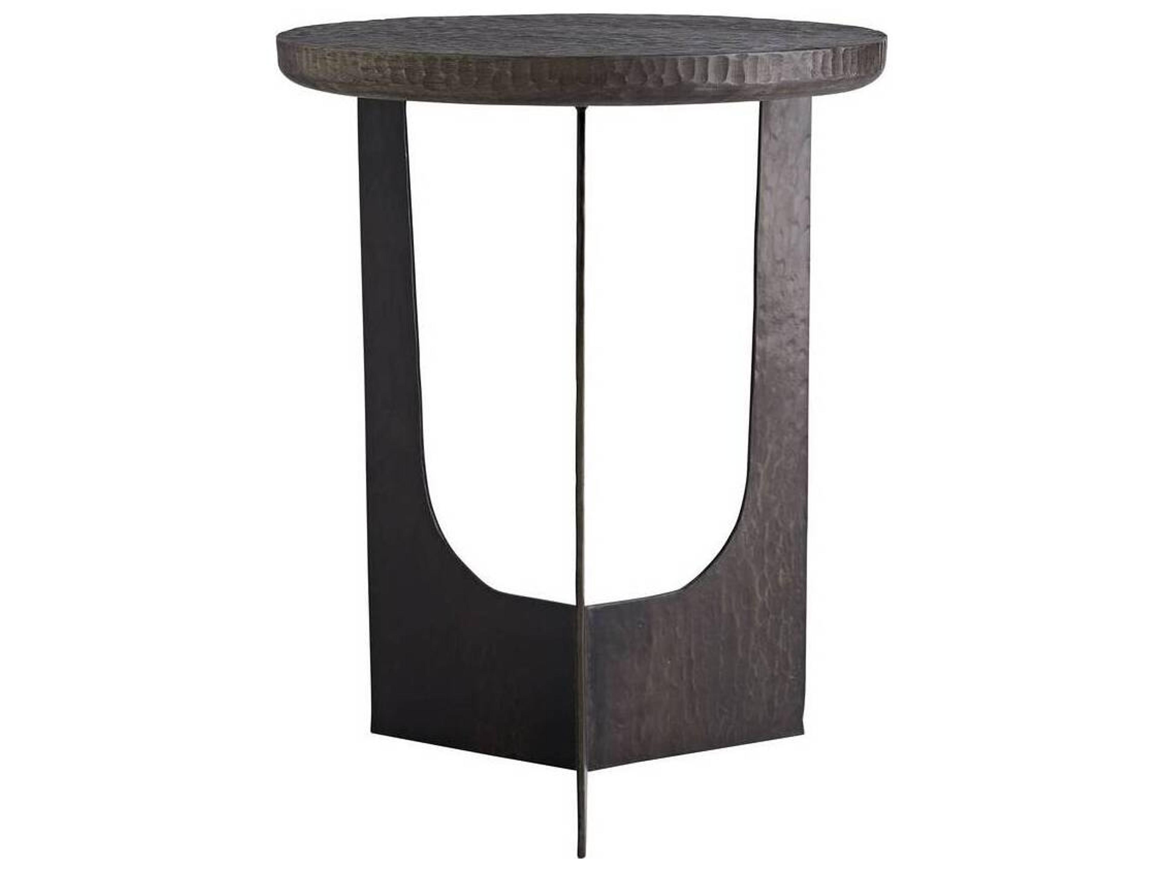 Arteriors Home Round Wood Soft Black Waxed Dustin End Table