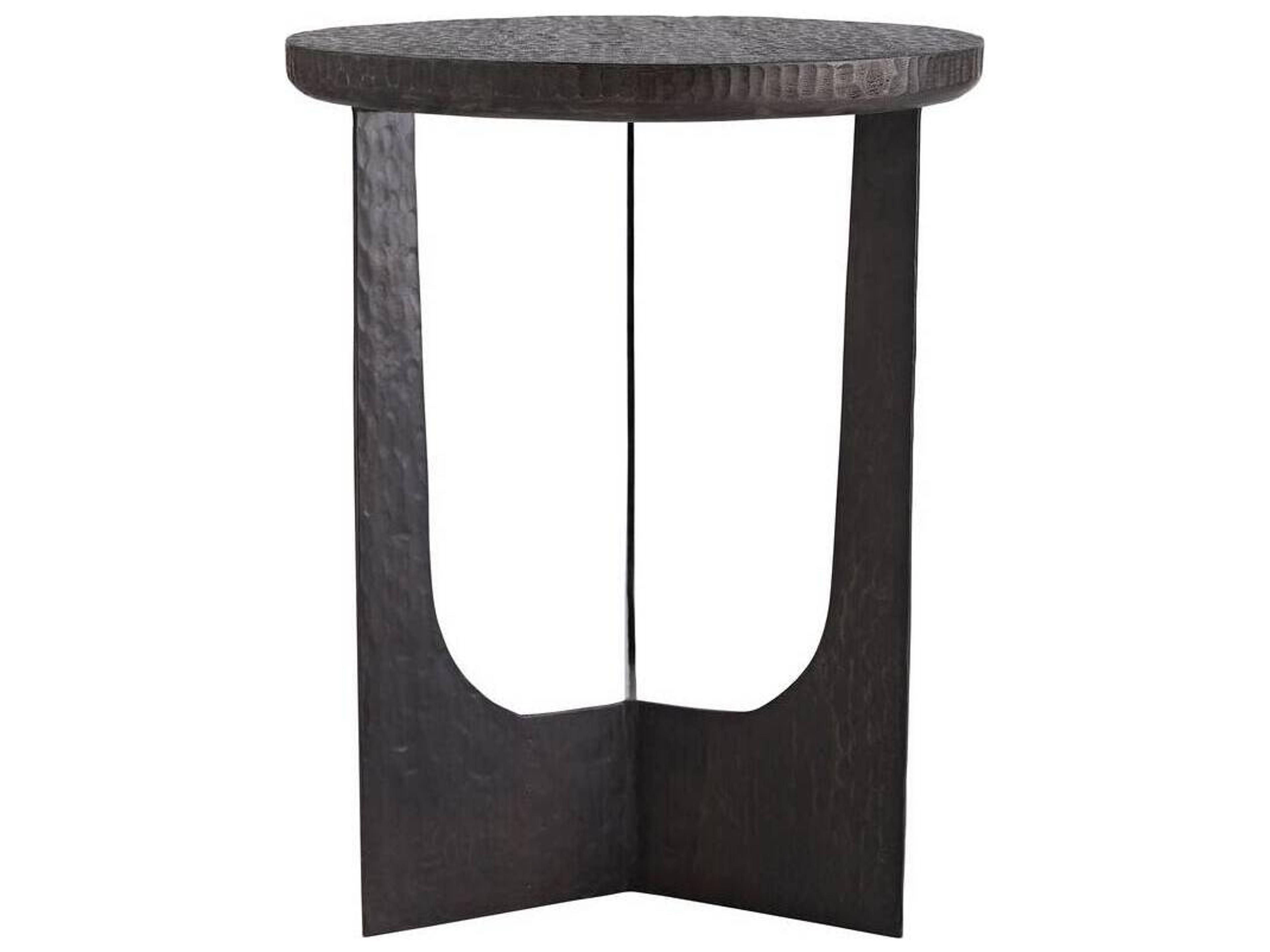 Arteriors Home Round Wood Soft Black Waxed Dustin End Table