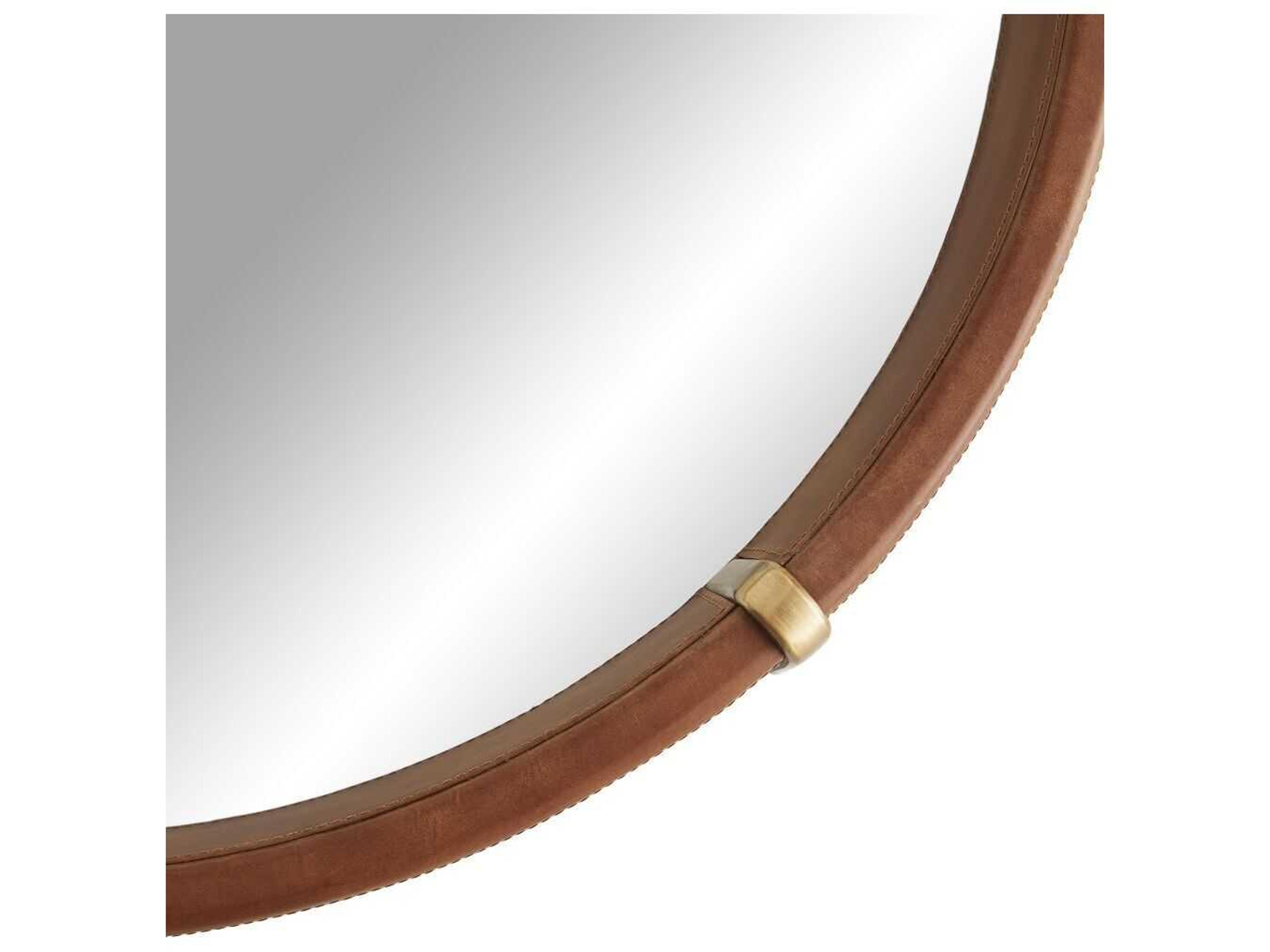 Arteriors Home Edmund Brown Leather Round Wall Mirror