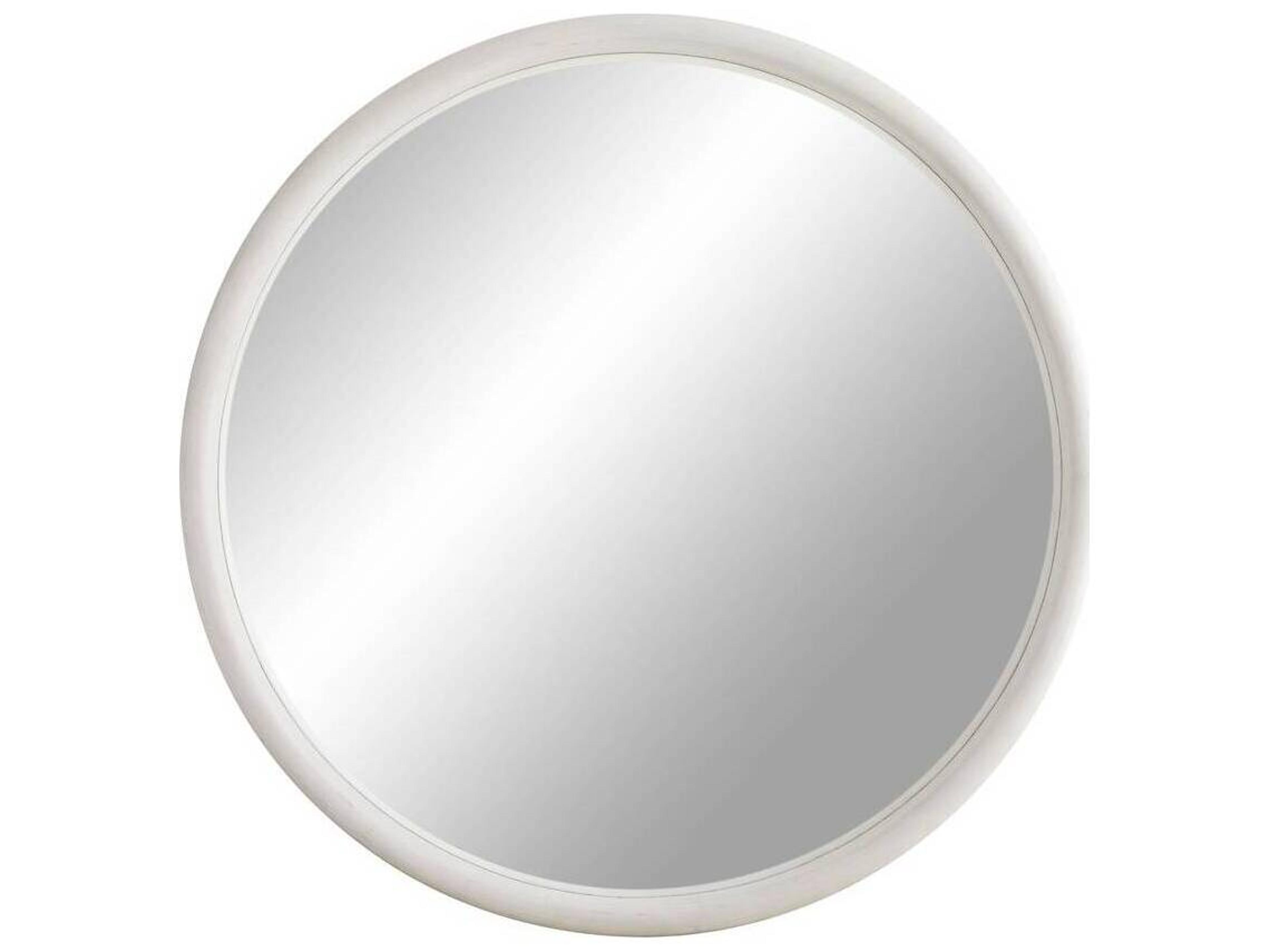 Large Round Mirror Lesley Whitewash Mango Wood