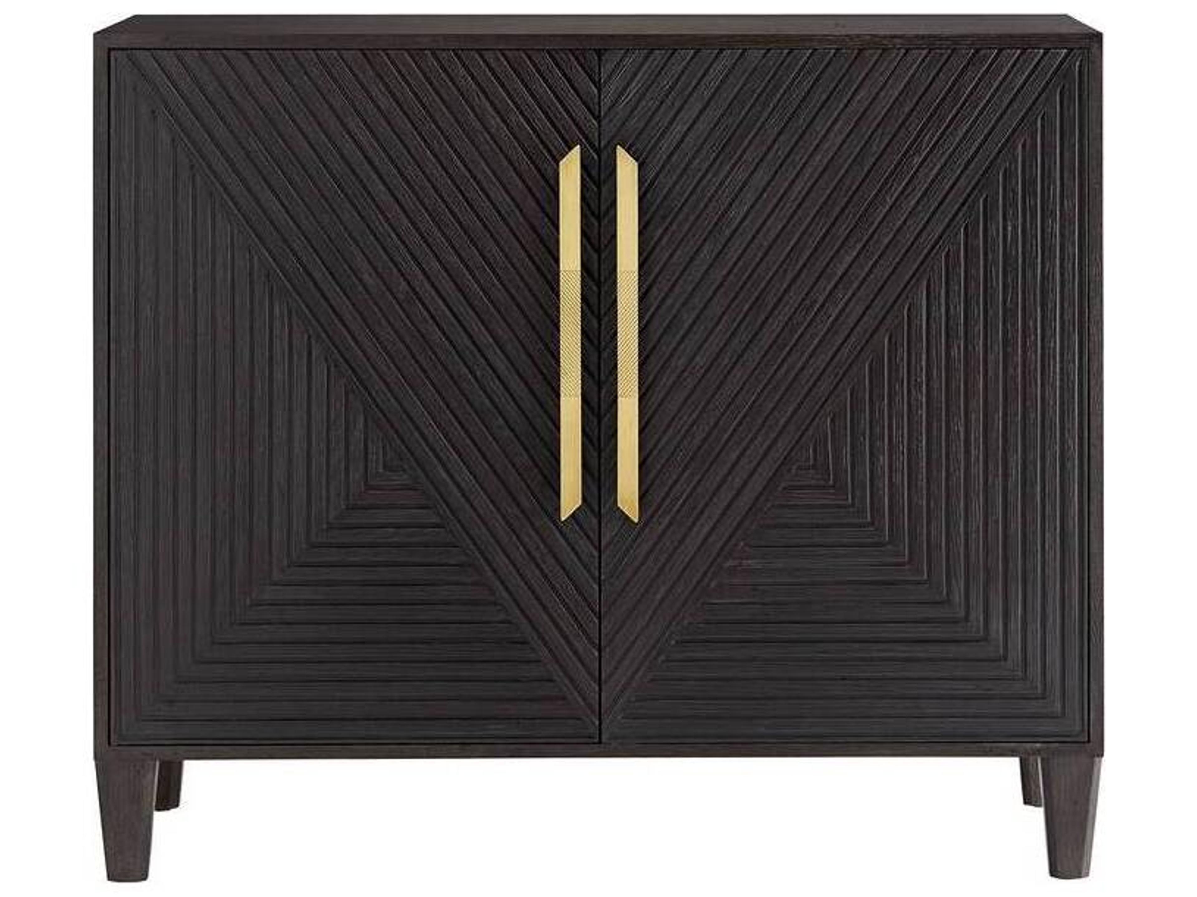 Arteriors Hendrix Cabinet in Ebony Oak and Antique Brass