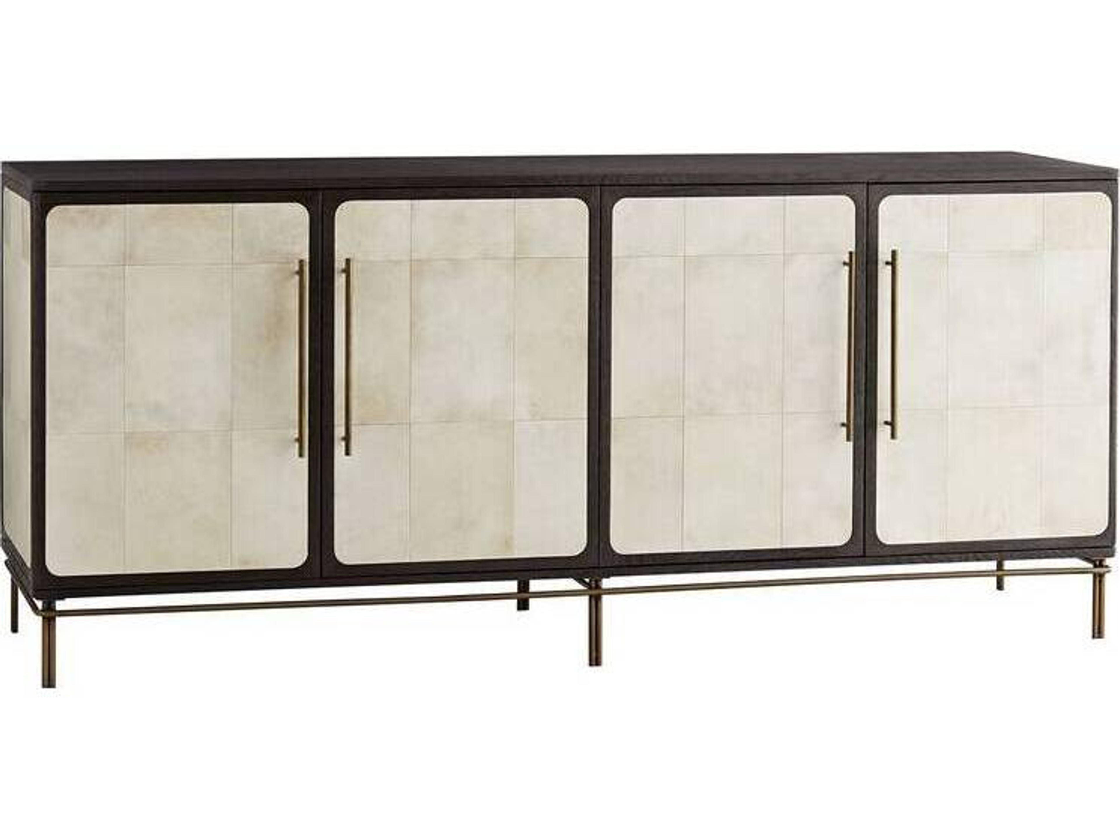 Edison Credenza Ivory Vellum and Antique Brass