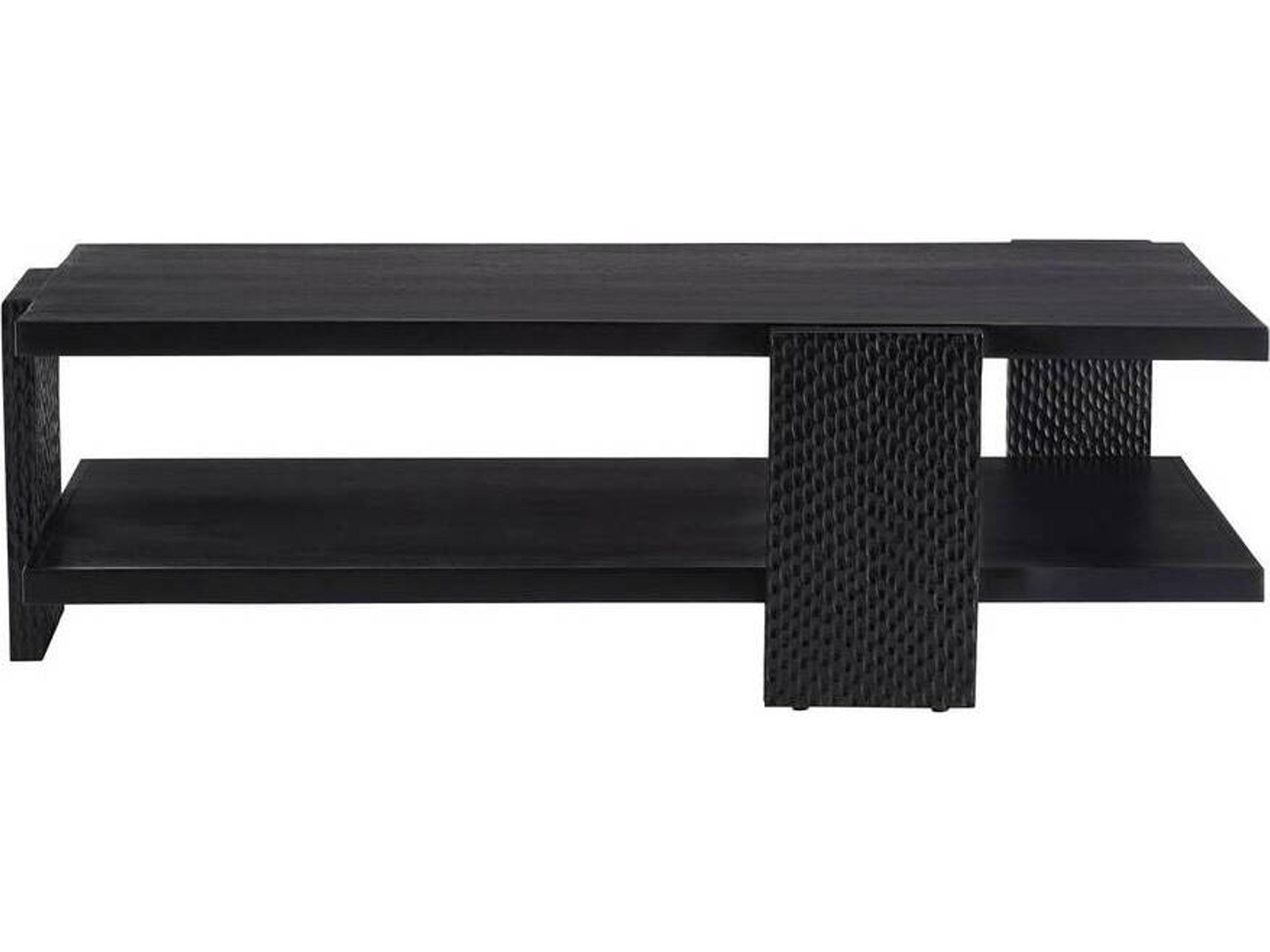 Arteriors Home Rectangular Wood Handcarved Soft Black Waxed Aiden Coffee Table