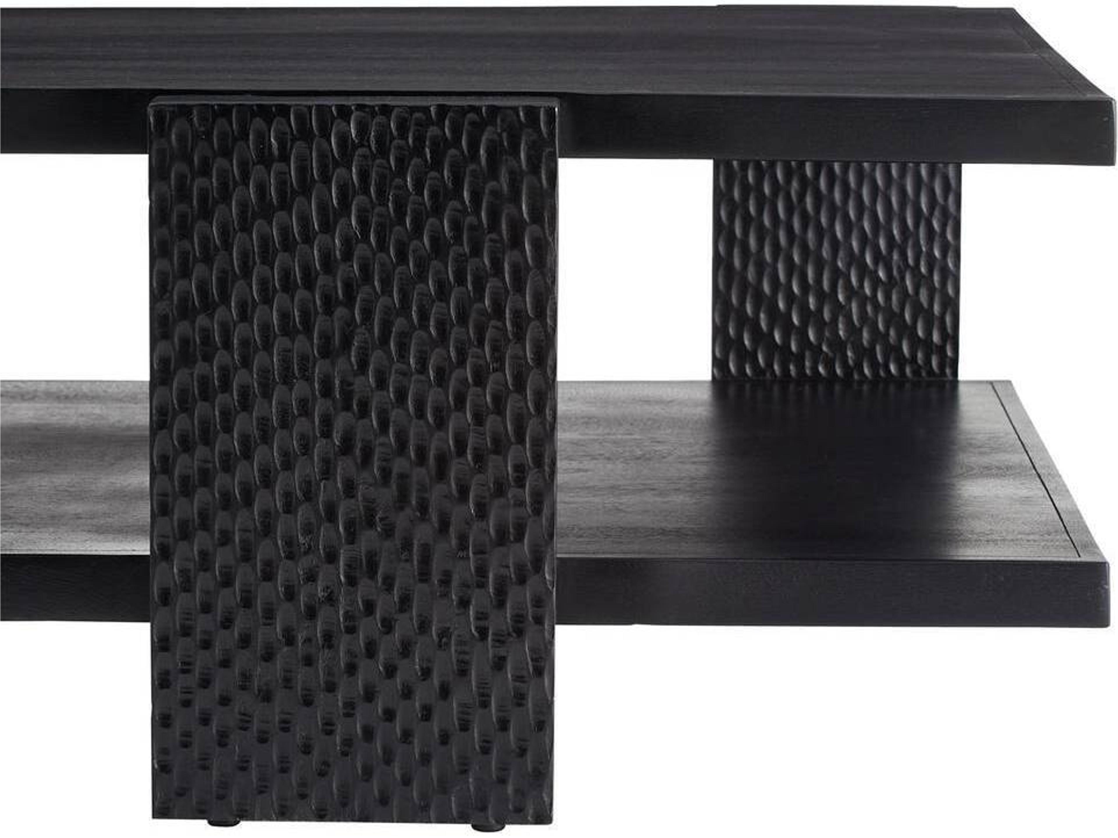 Arteriors Home Rectangular Wood Handcarved Soft Black Waxed Aiden Coffee Table