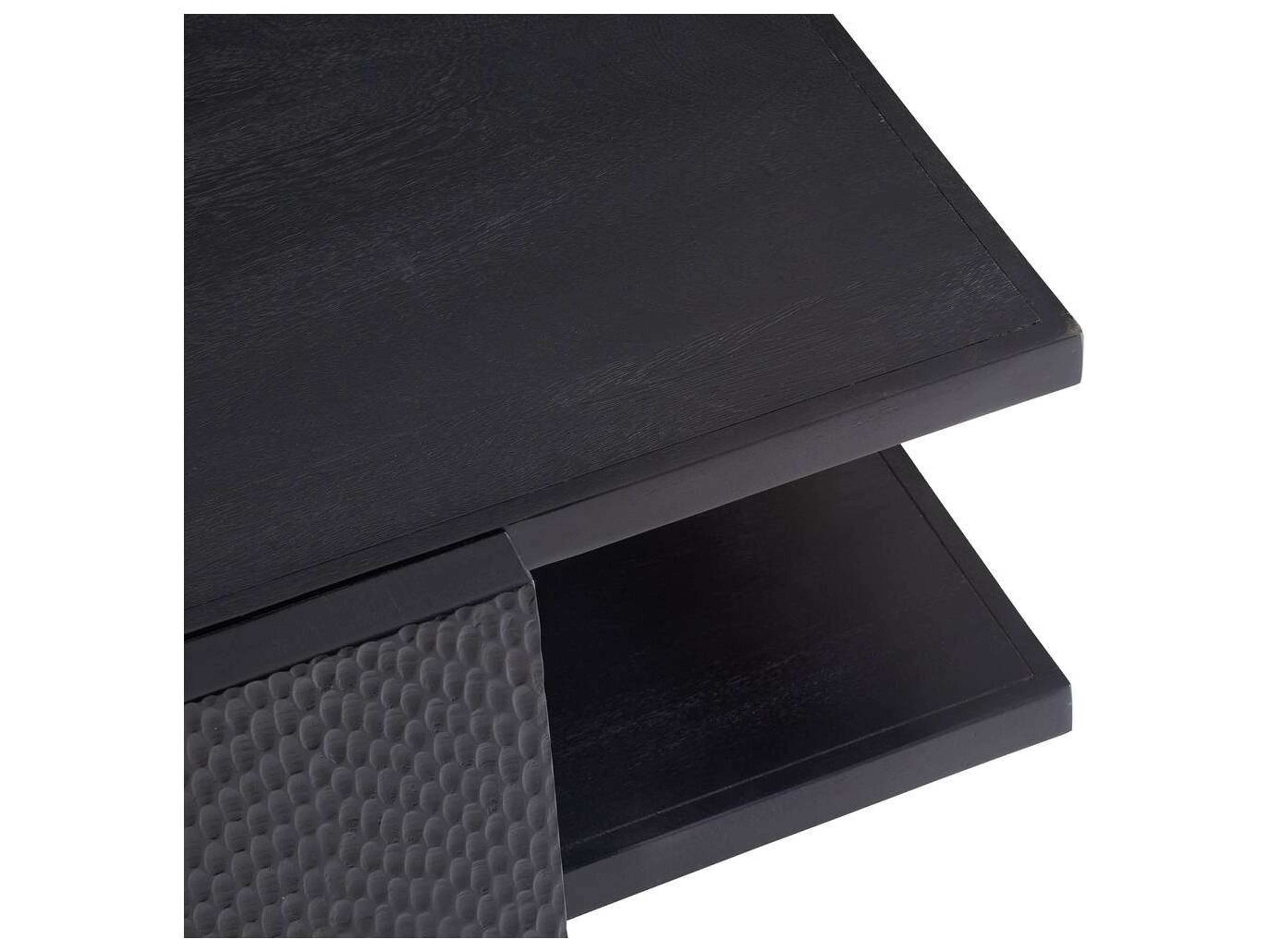 Arteriors Home Rectangular Wood Handcarved Soft Black Waxed Aiden Coffee Table