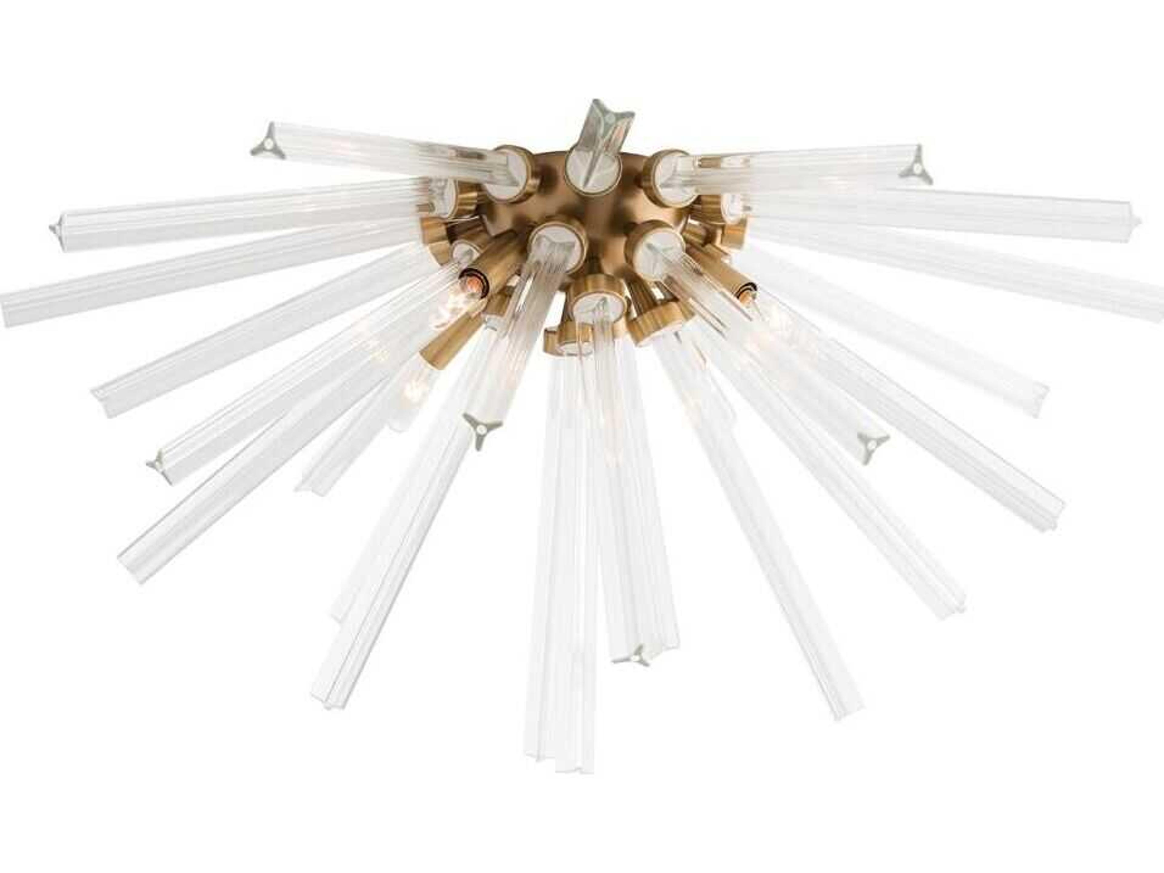 Hanley Flush Mount Ceiling Light Antique Brass Fluted Glass