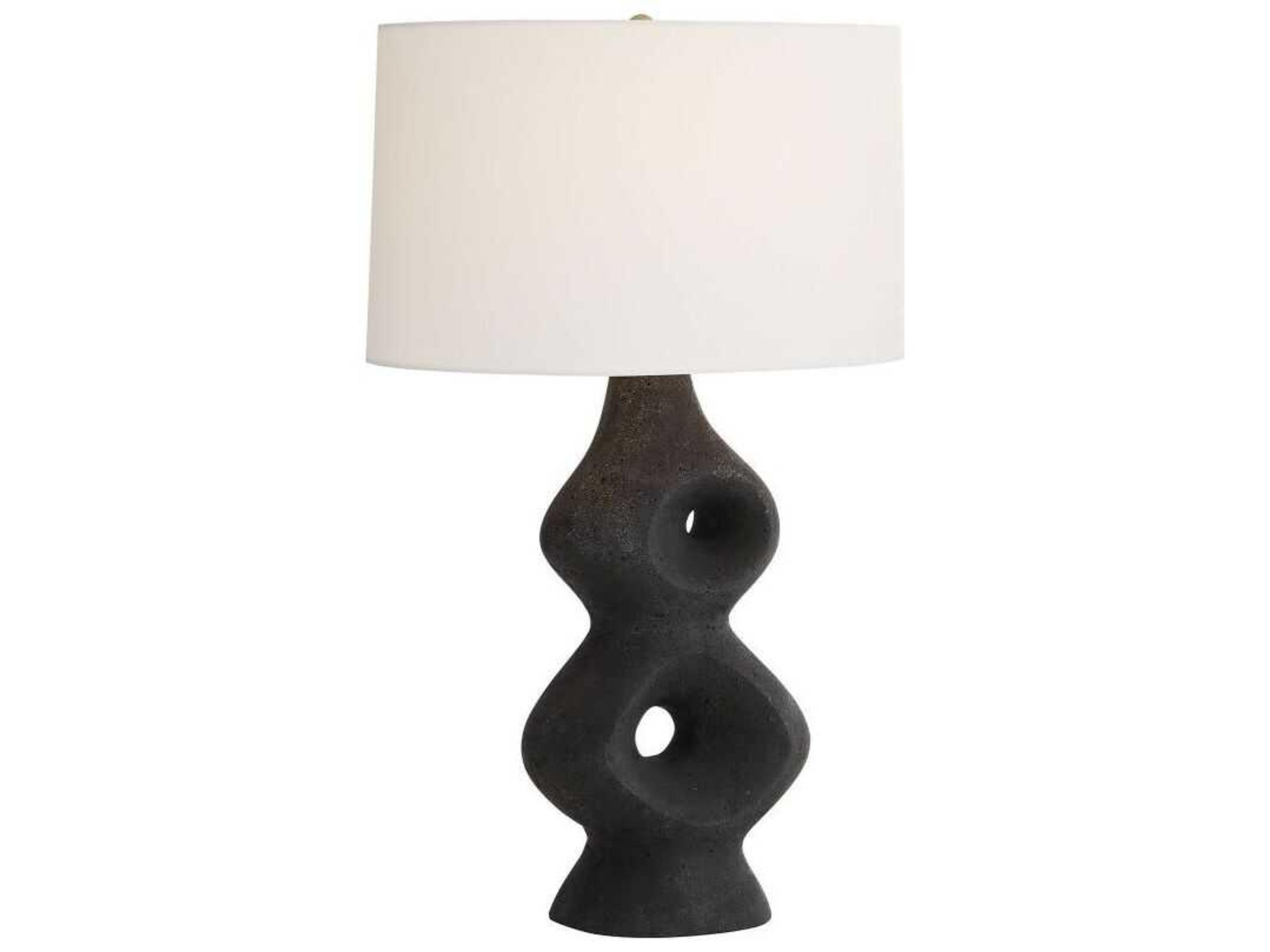 Arteriors Home Jemai Charcoal Ricestone Composite Black Buffet Lamp