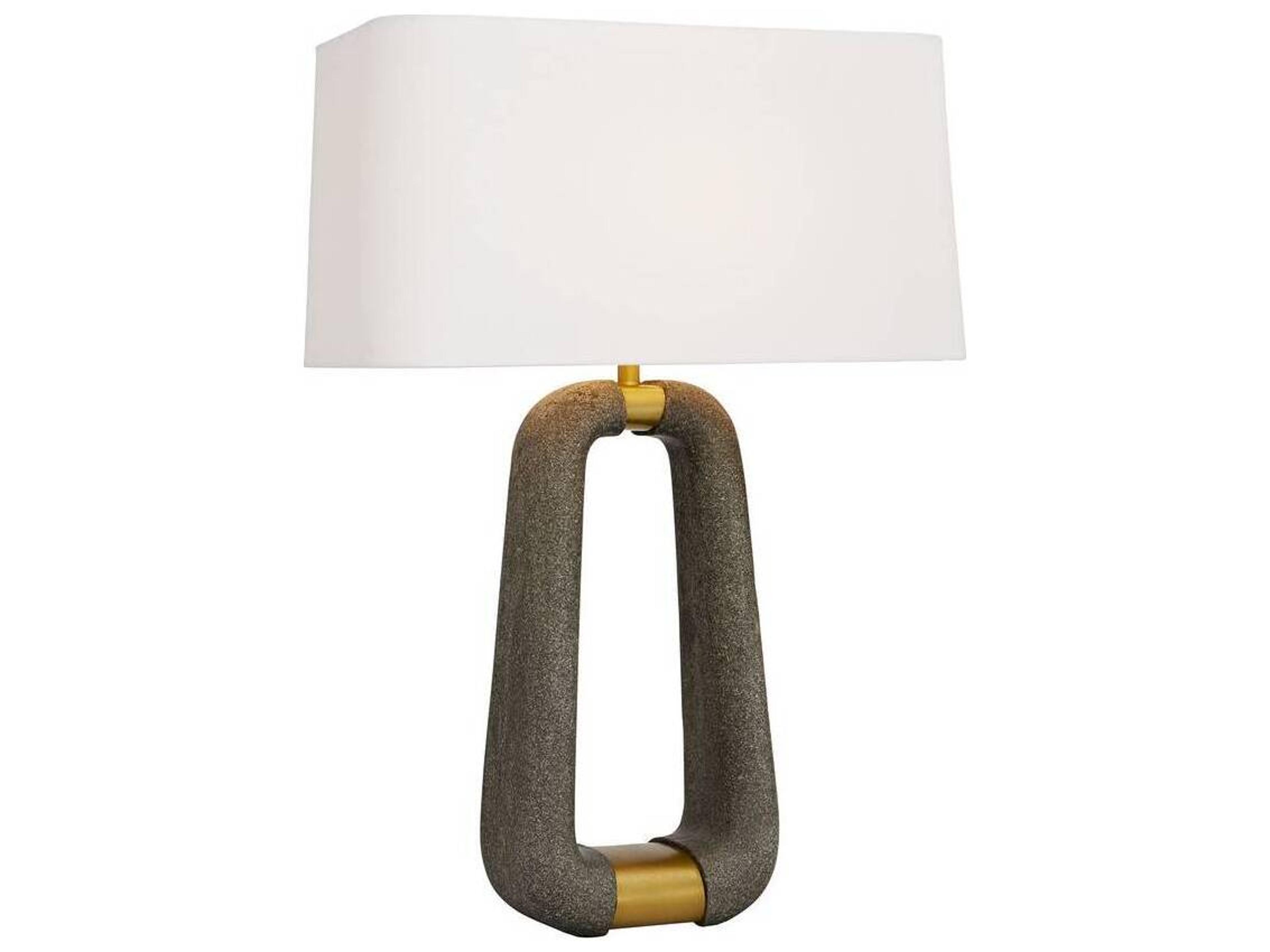 Arteriors Home Gianni Graphite Ricestone Antique Brass Gray Buffet Lamp