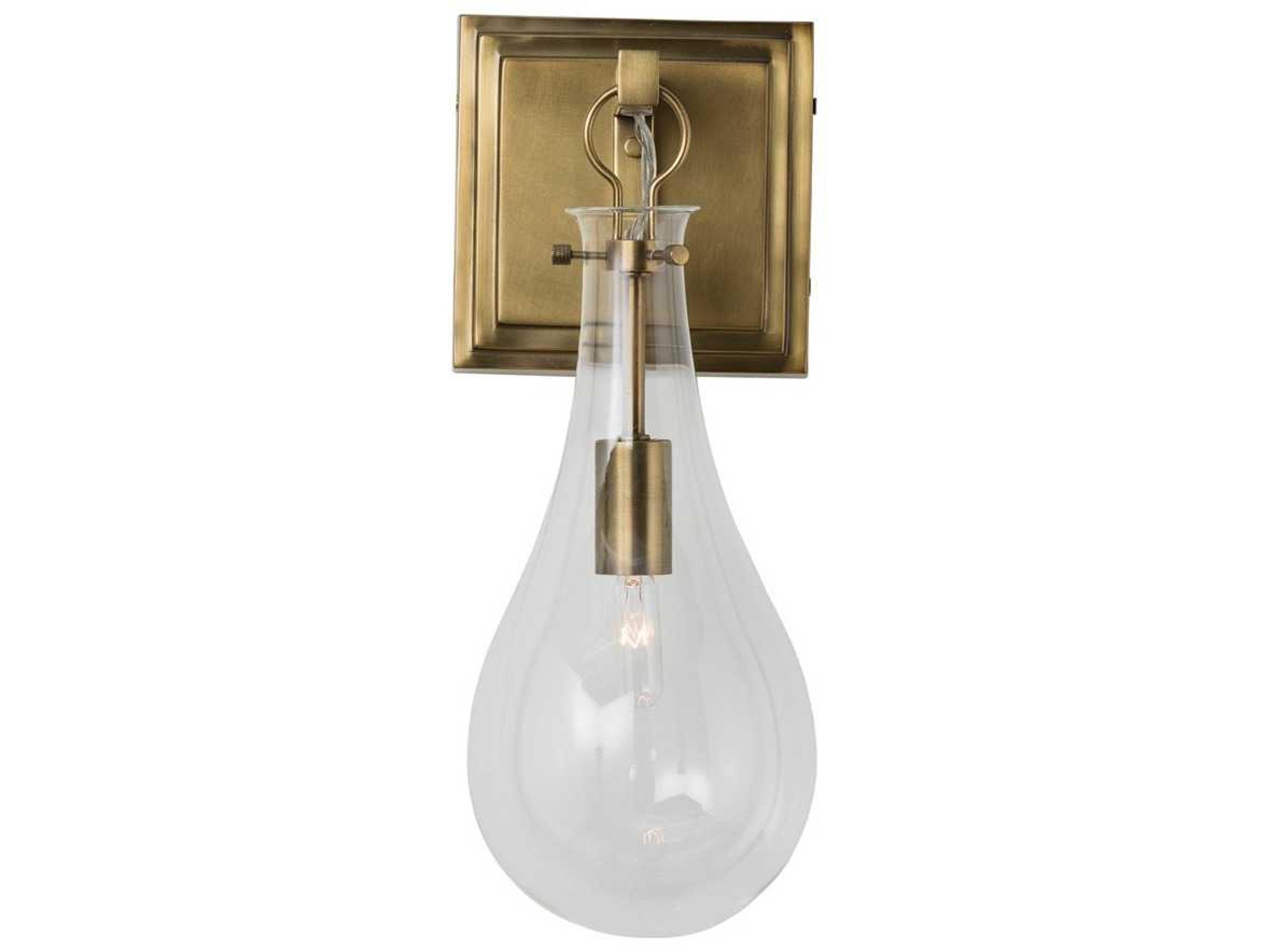 Arteriors Home Sabine 1-Light Antique Brass With Clear Glass Wall Sconce