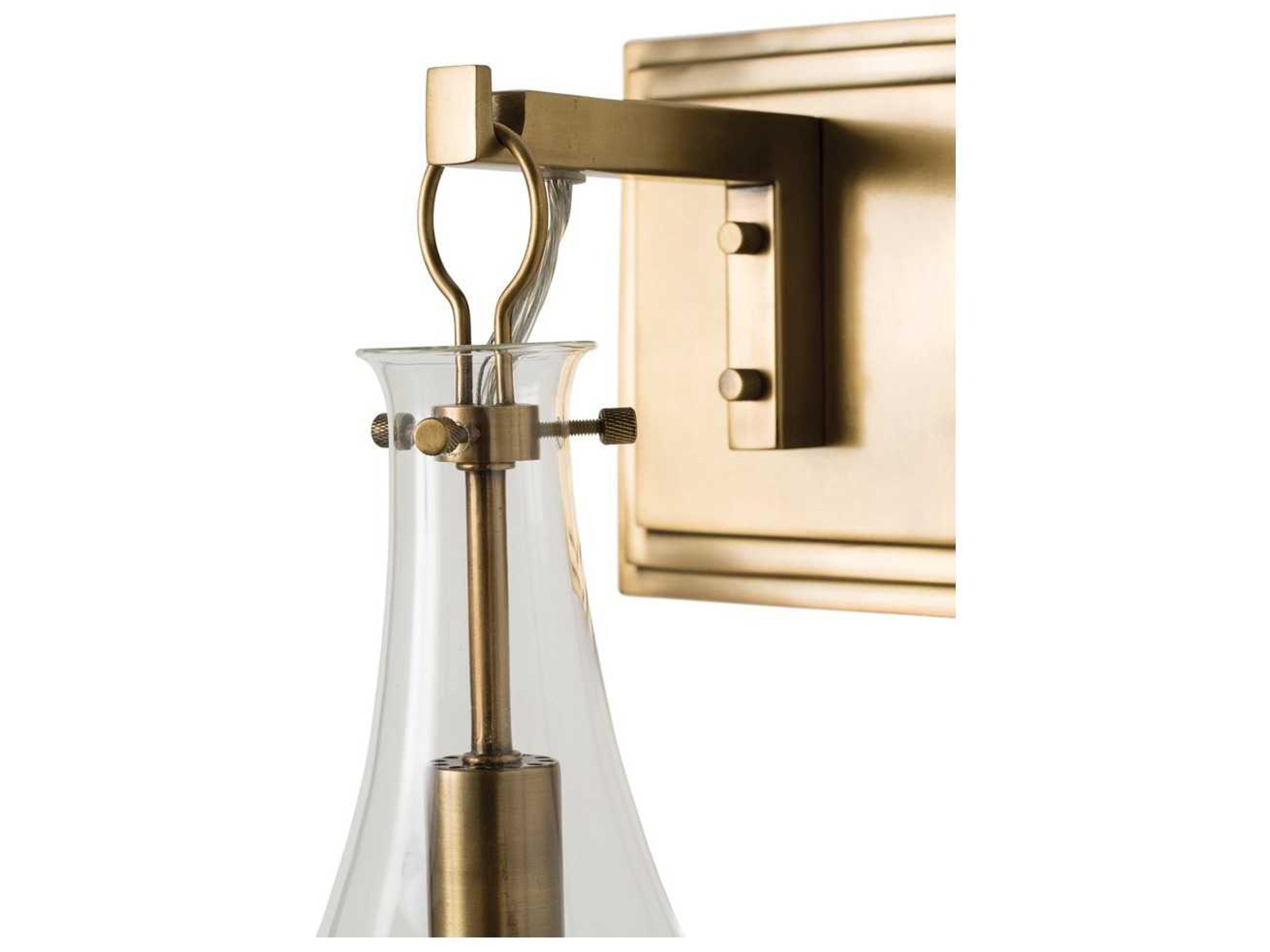 Arteriors Home Sabine 1-Light Antique Brass With Clear Glass Wall Sconce