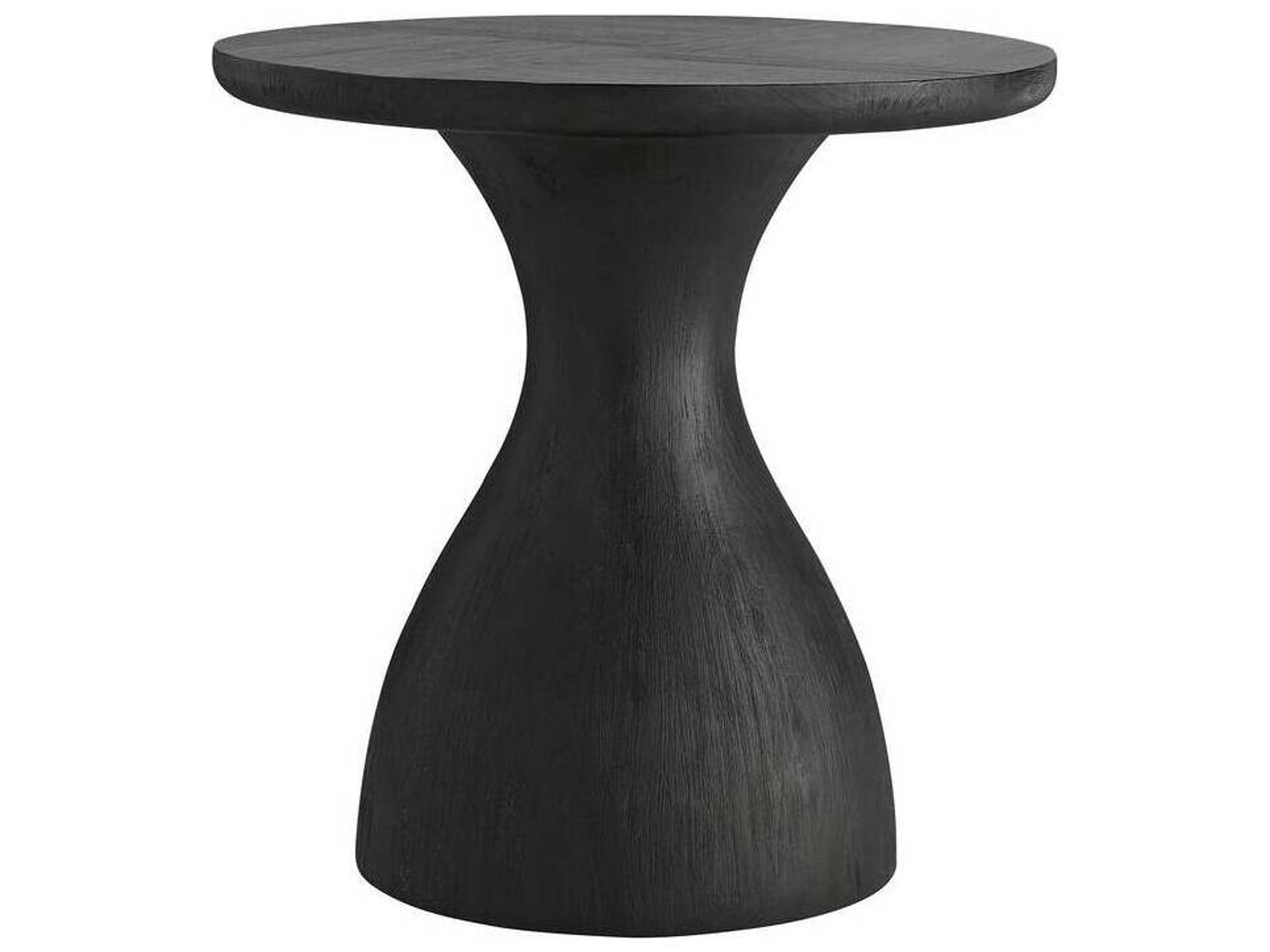 Arteriors Scout Round End Table Black Mango Wood Modern