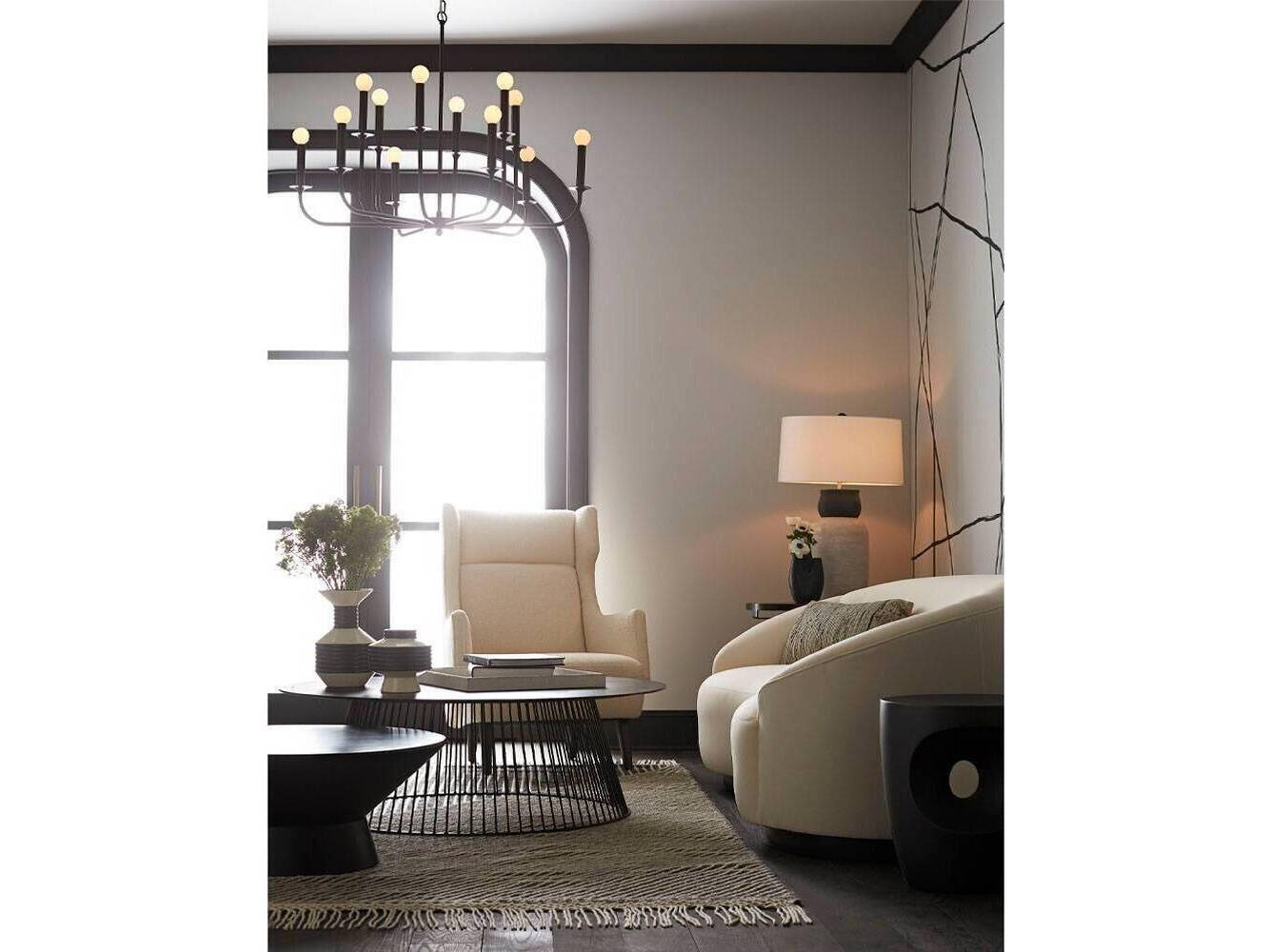 Arteriors Home Round Concrete Matte Black Beckham Coffee Table