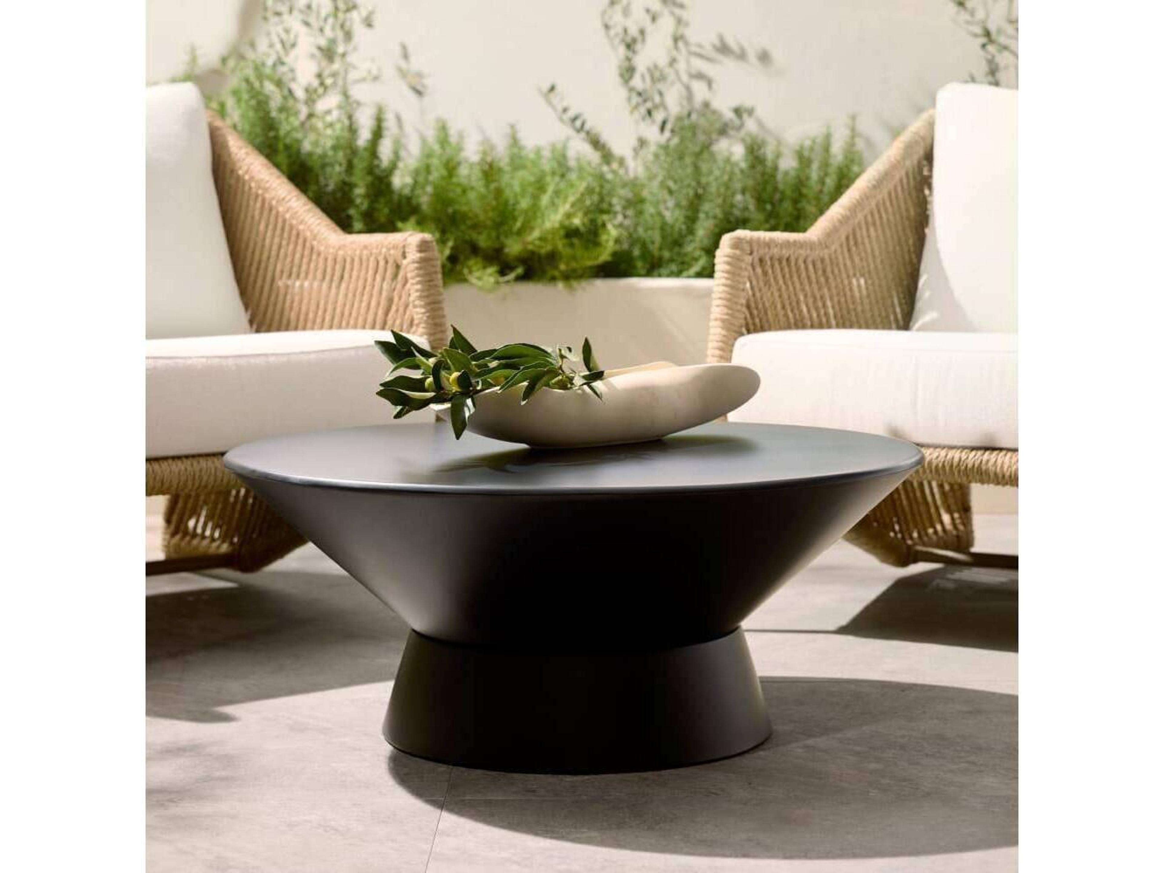 Arteriors Home Round Concrete Matte Black Beckham Coffee Table