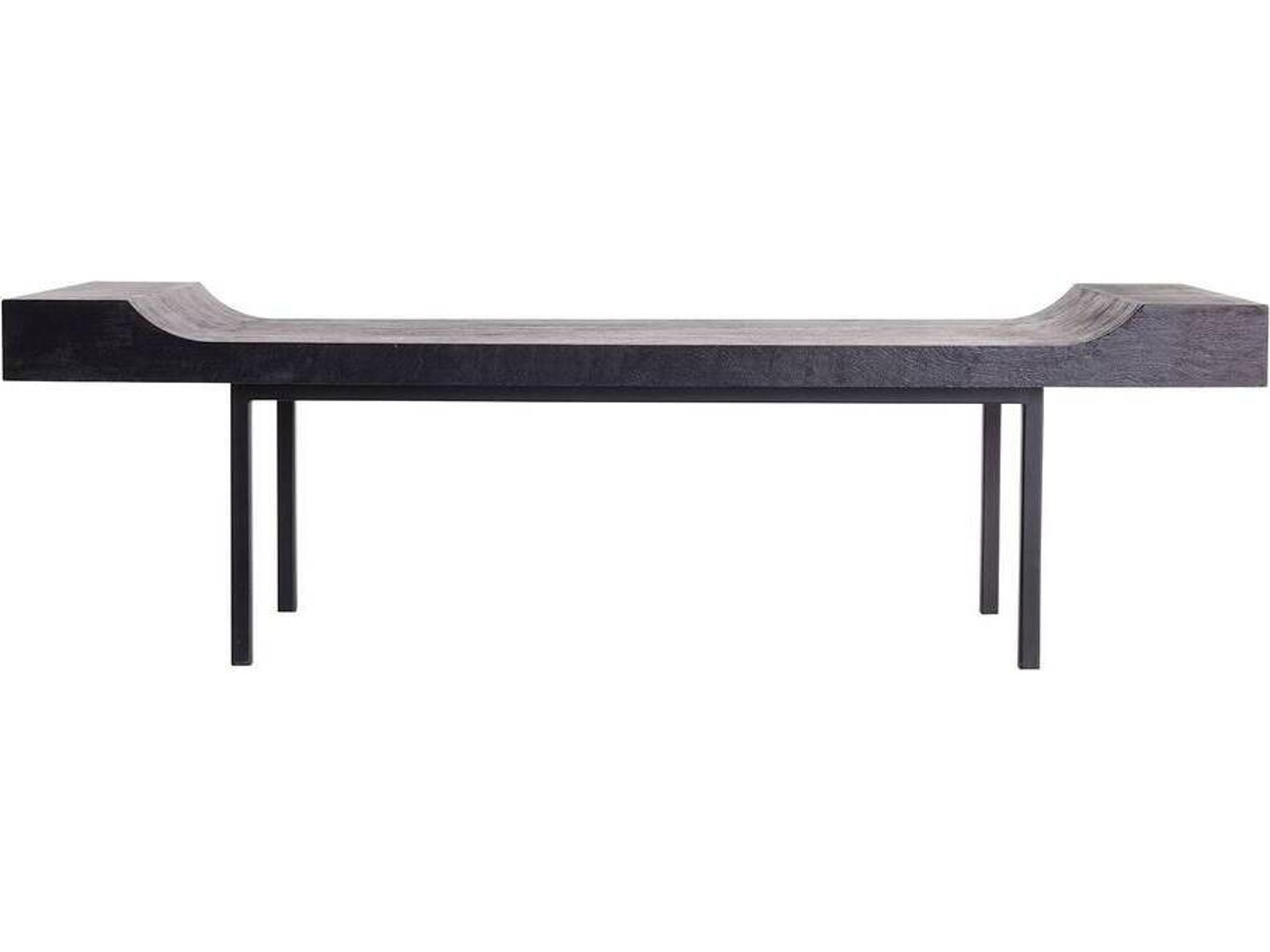 Lanny Bench Blackened Iron and Wood Modern