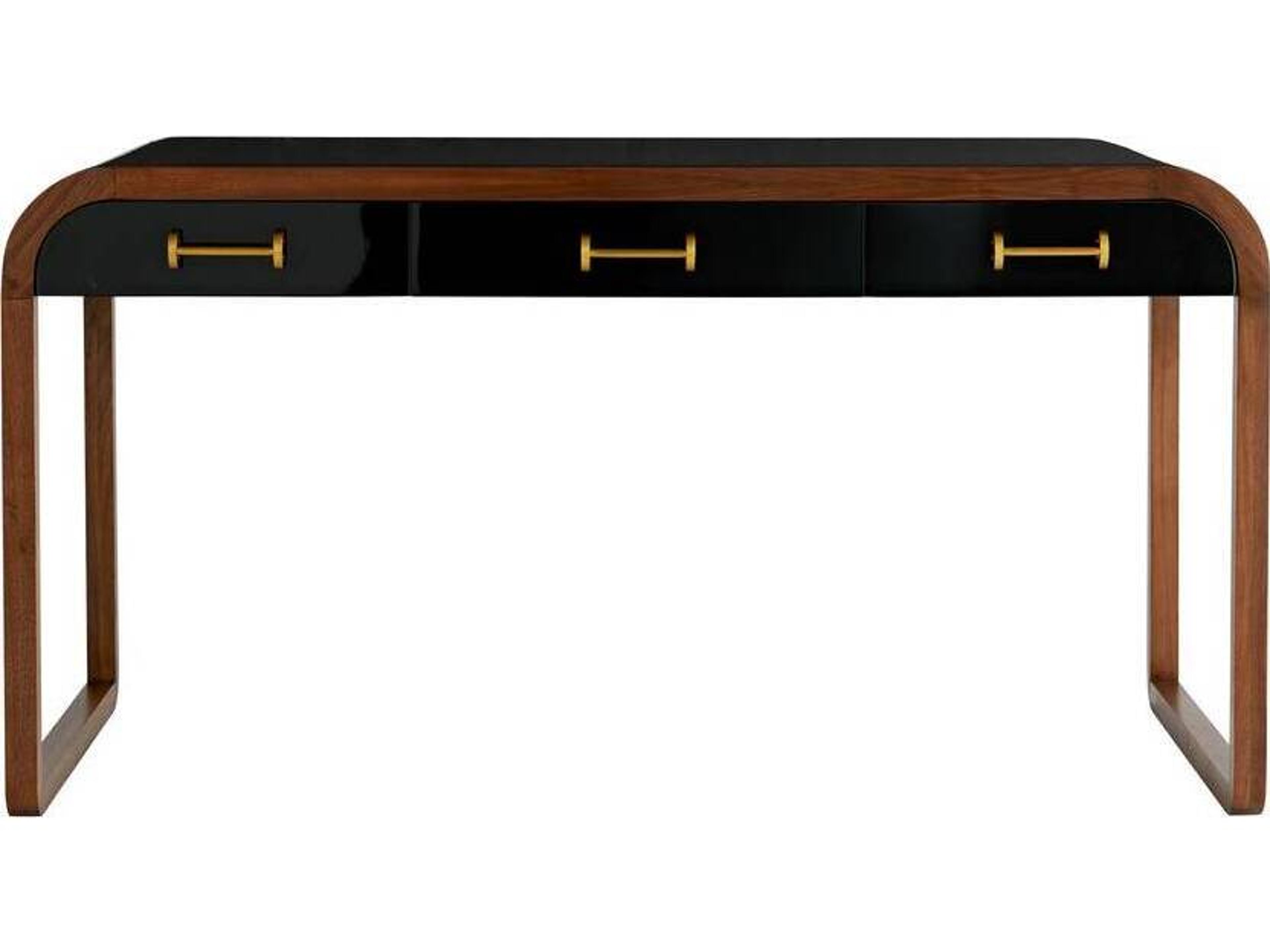 Victoria Desk in Black Gloss Lacquer and Satin Walnut