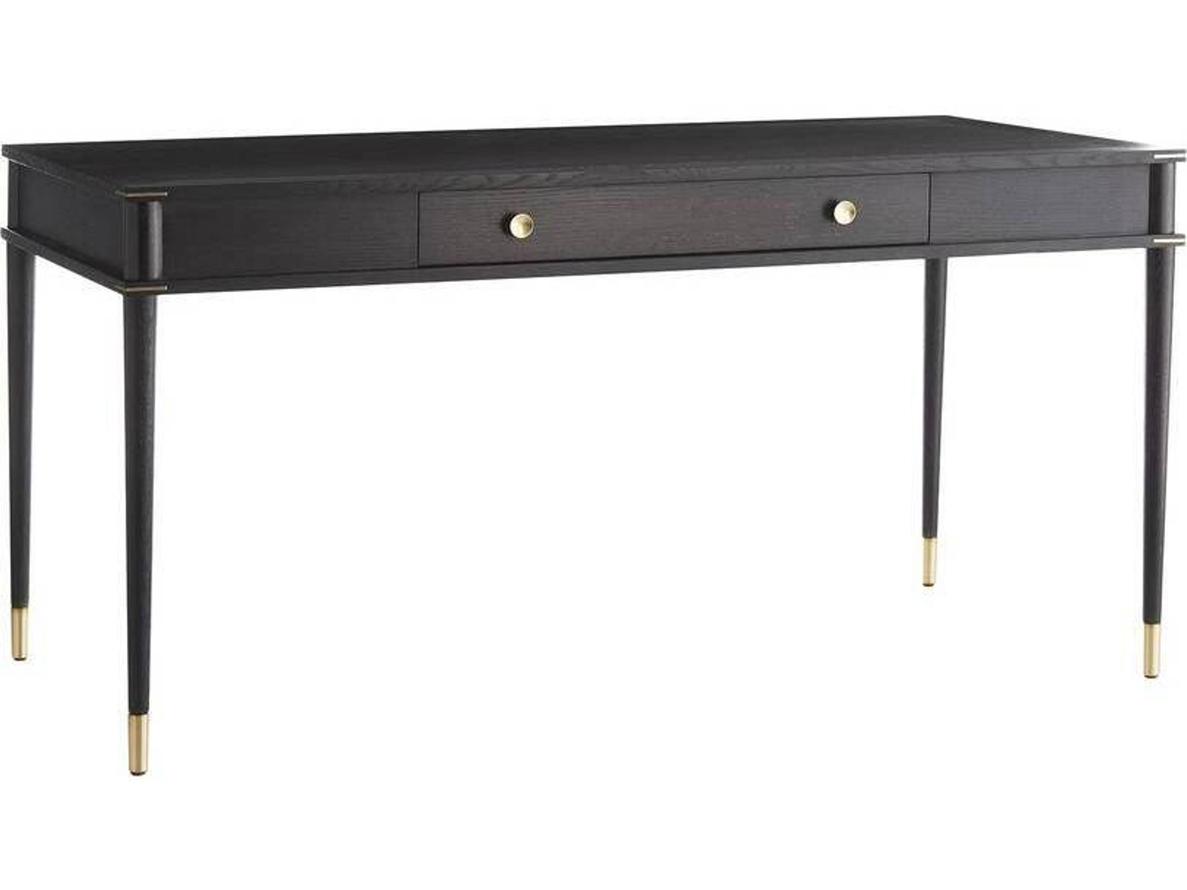 Arteriors Home Jobe Ebony Antique Brass Black Oak Wood Writing Desk