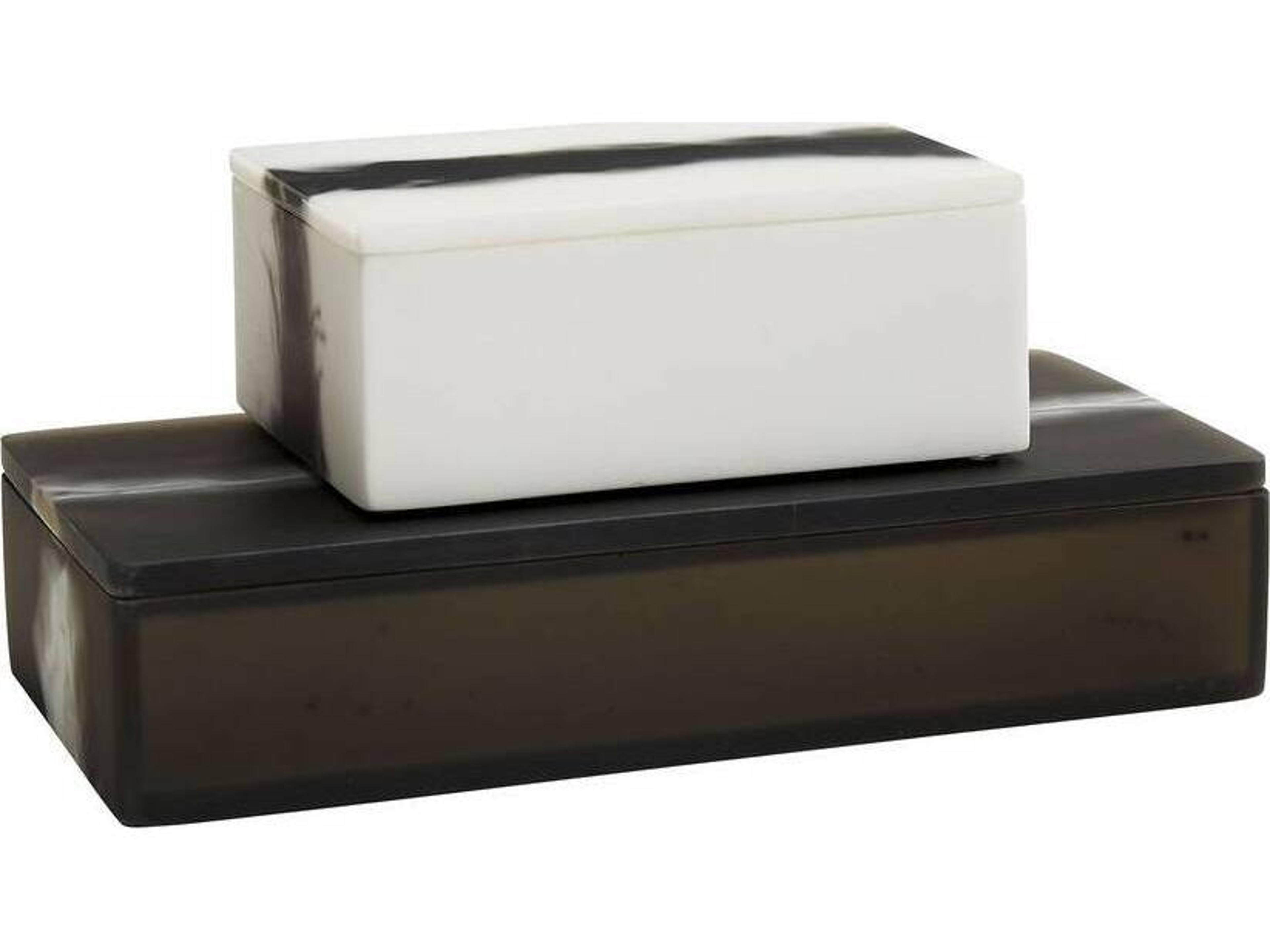 Hollie Decorative Boxes Black and White Resin Set of 2