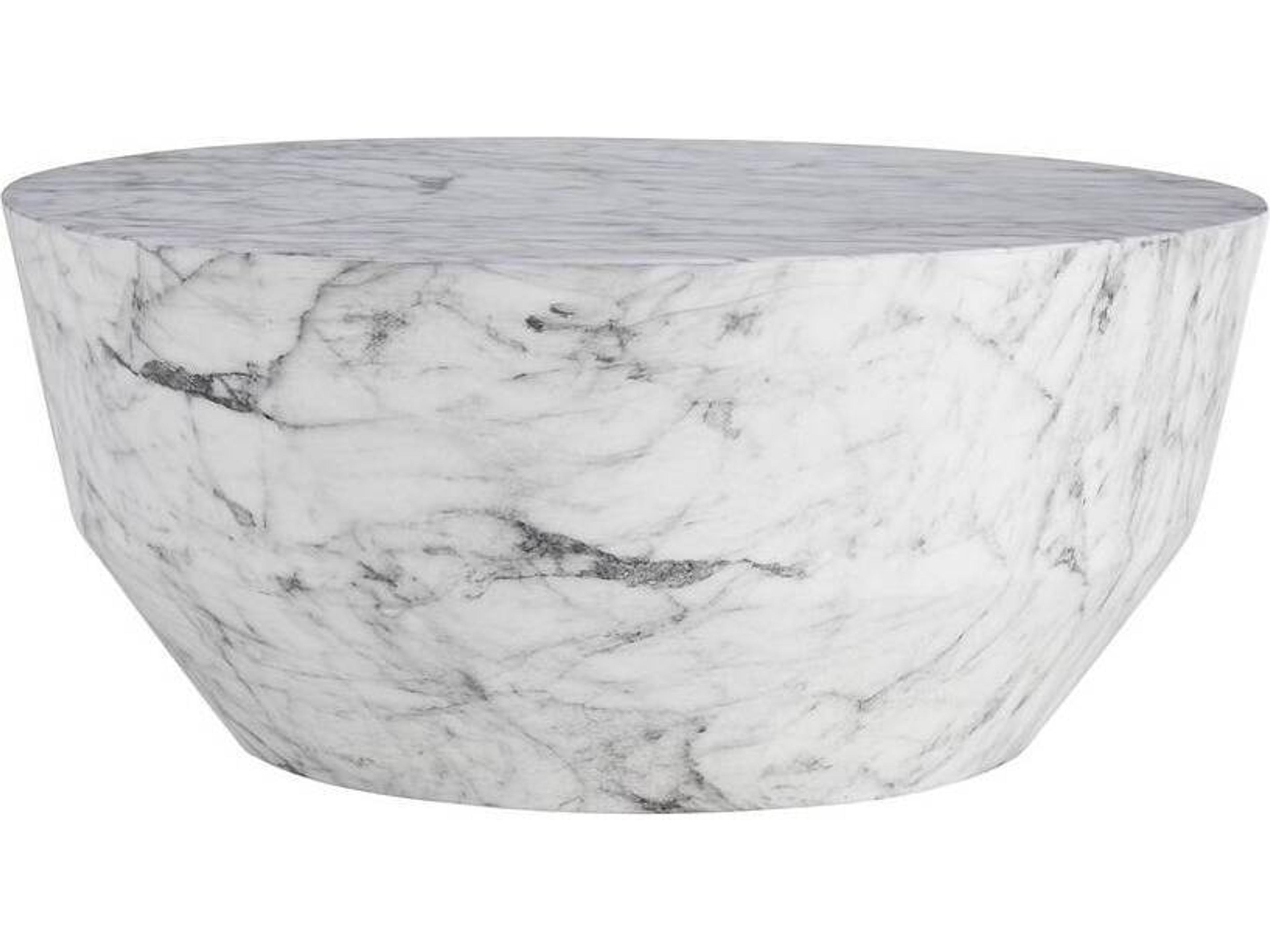 Godwin Cocktail Table Faux Marble Drum