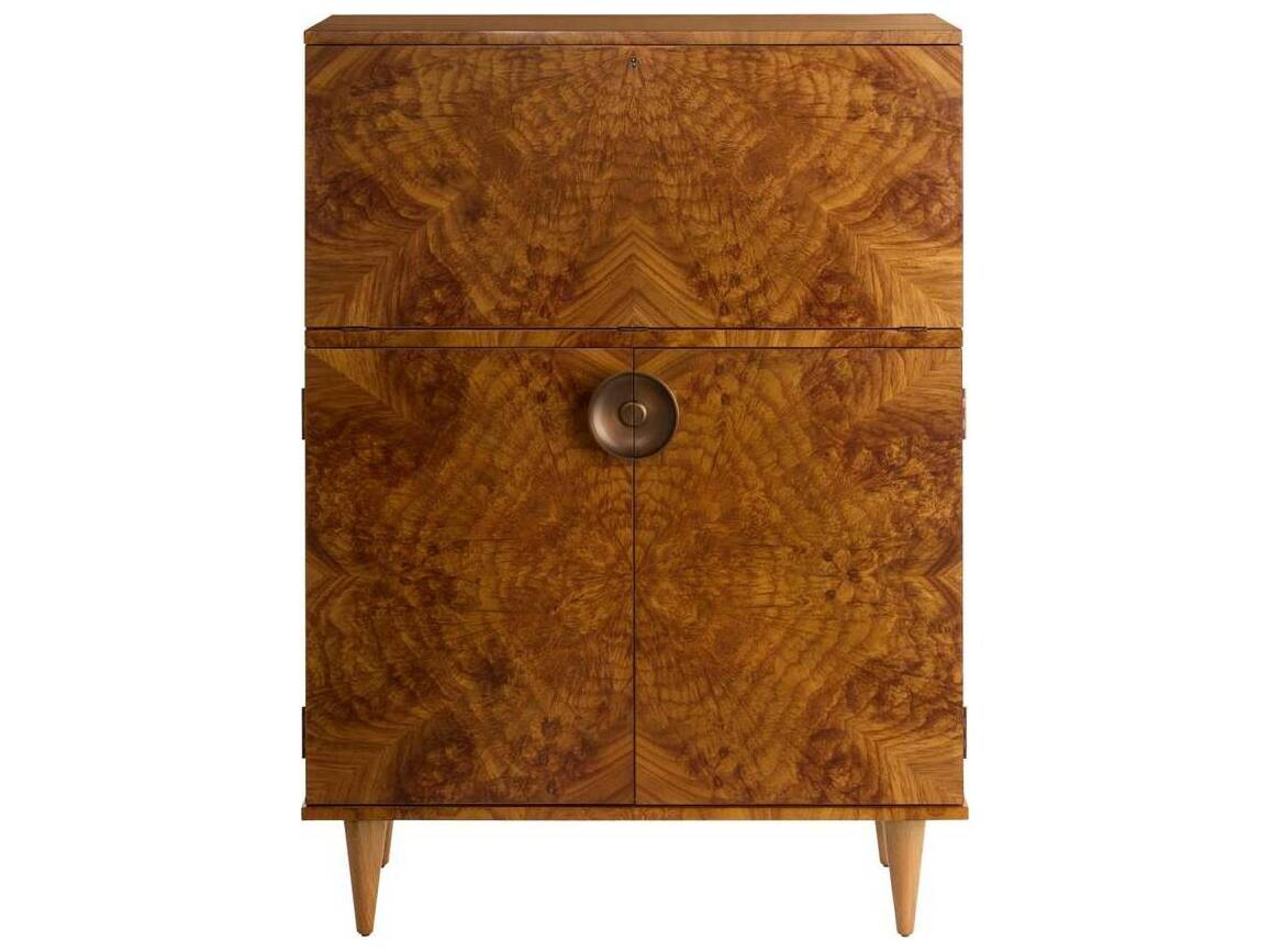 Arteriors Manhattan Cocktail Cabinet Toffee Burl Wood