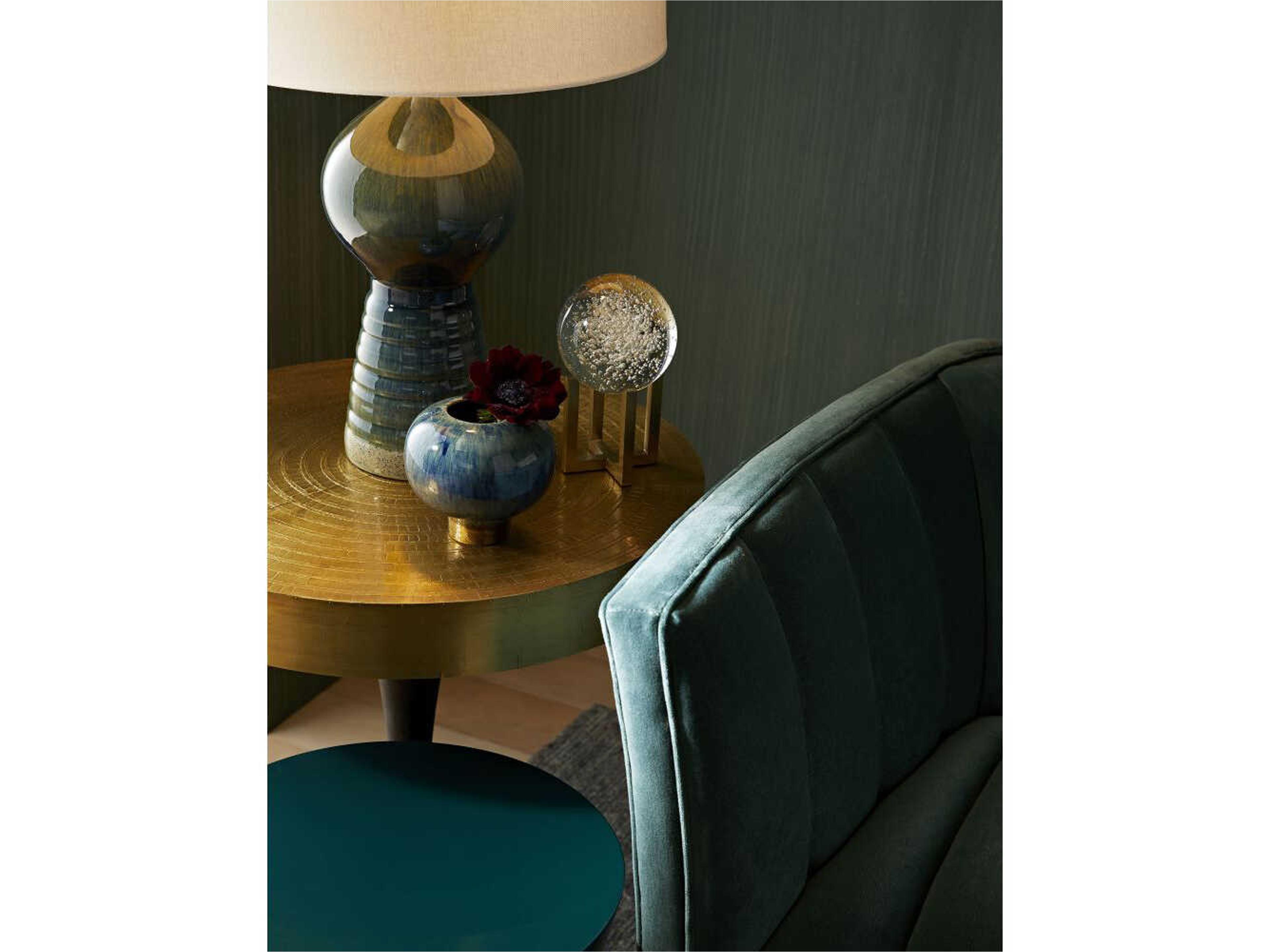 Arteriors Home Daryl Round Wood Antique Black End Table