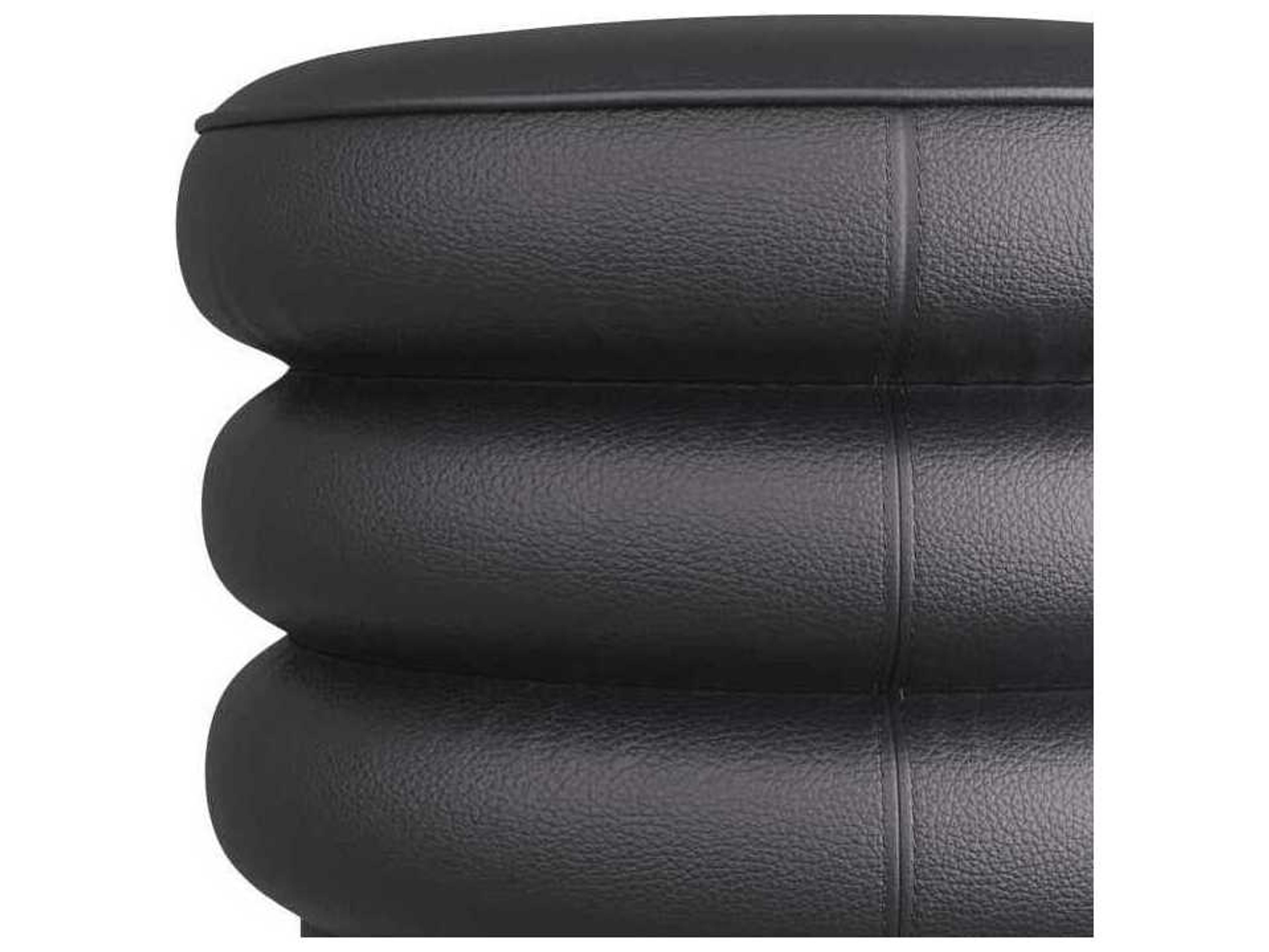 Arteriors Home Rollo Black Leather Ottoman