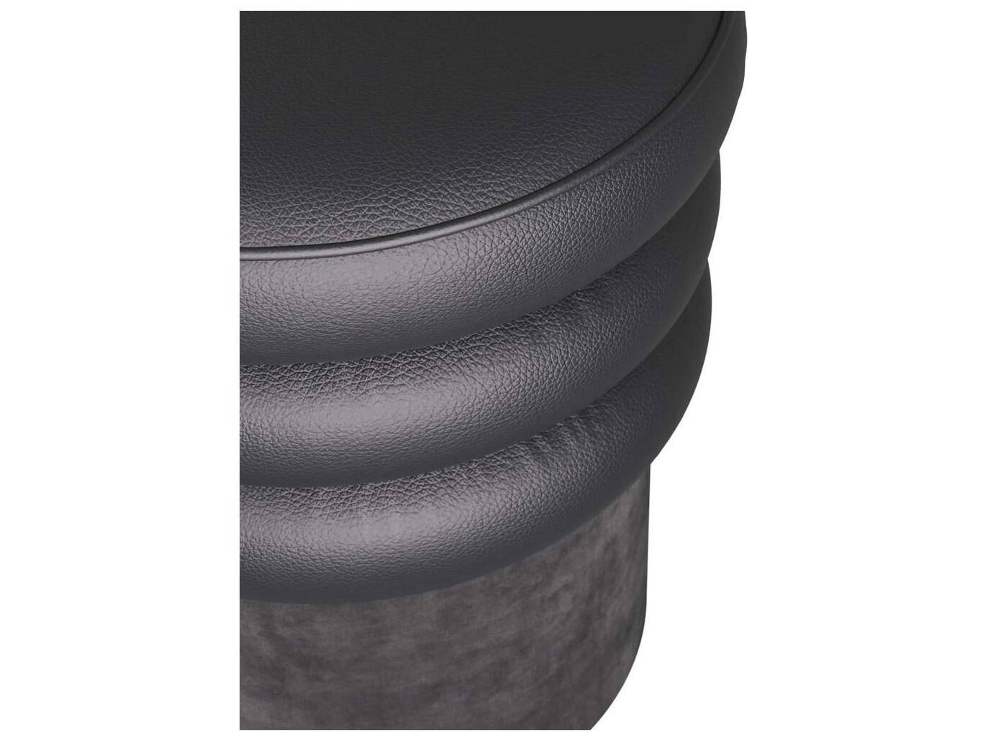 Arteriors Home Rollo Black Leather Ottoman