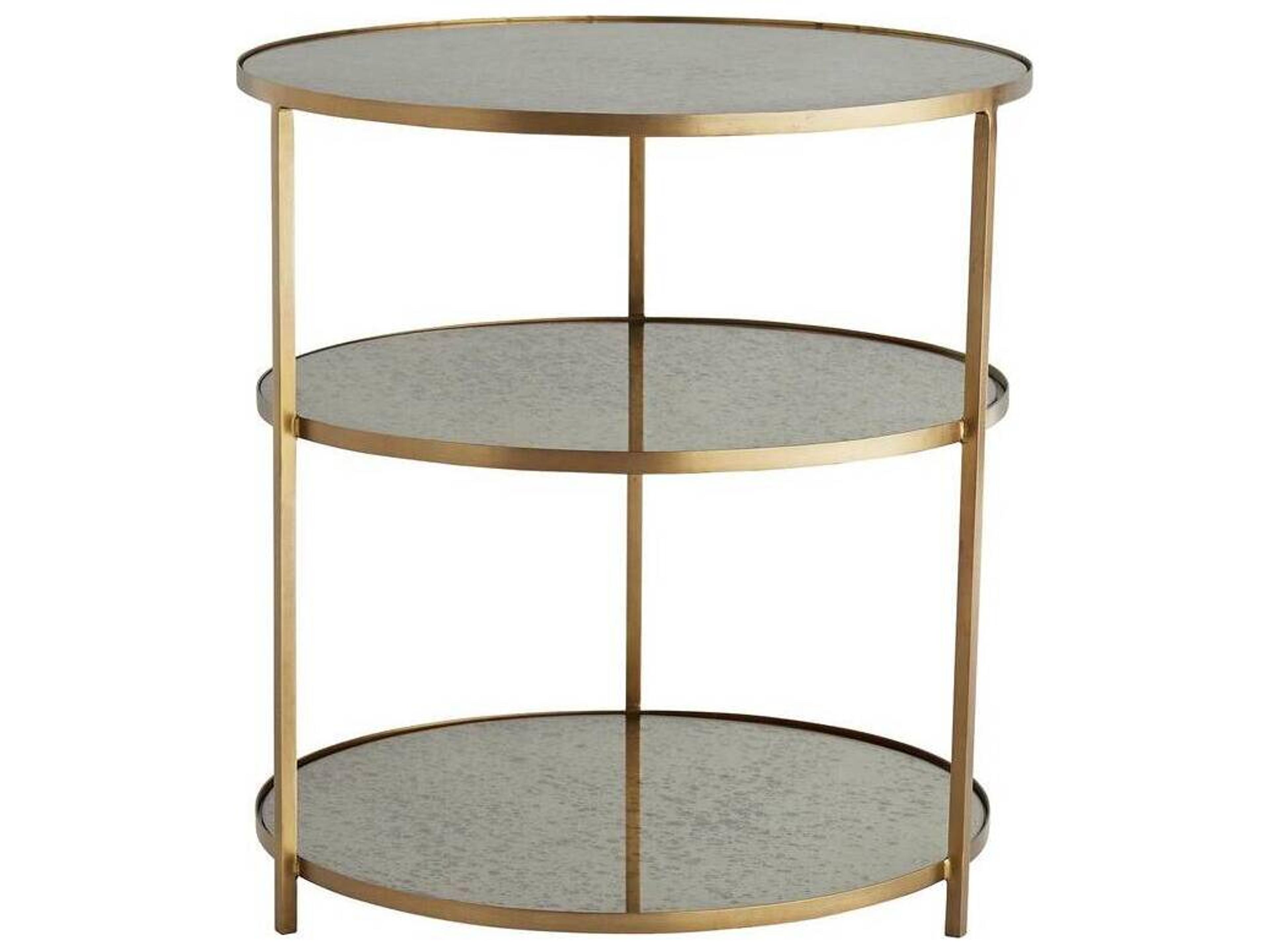 Percy Antique Brass Mirrored Round Side Table