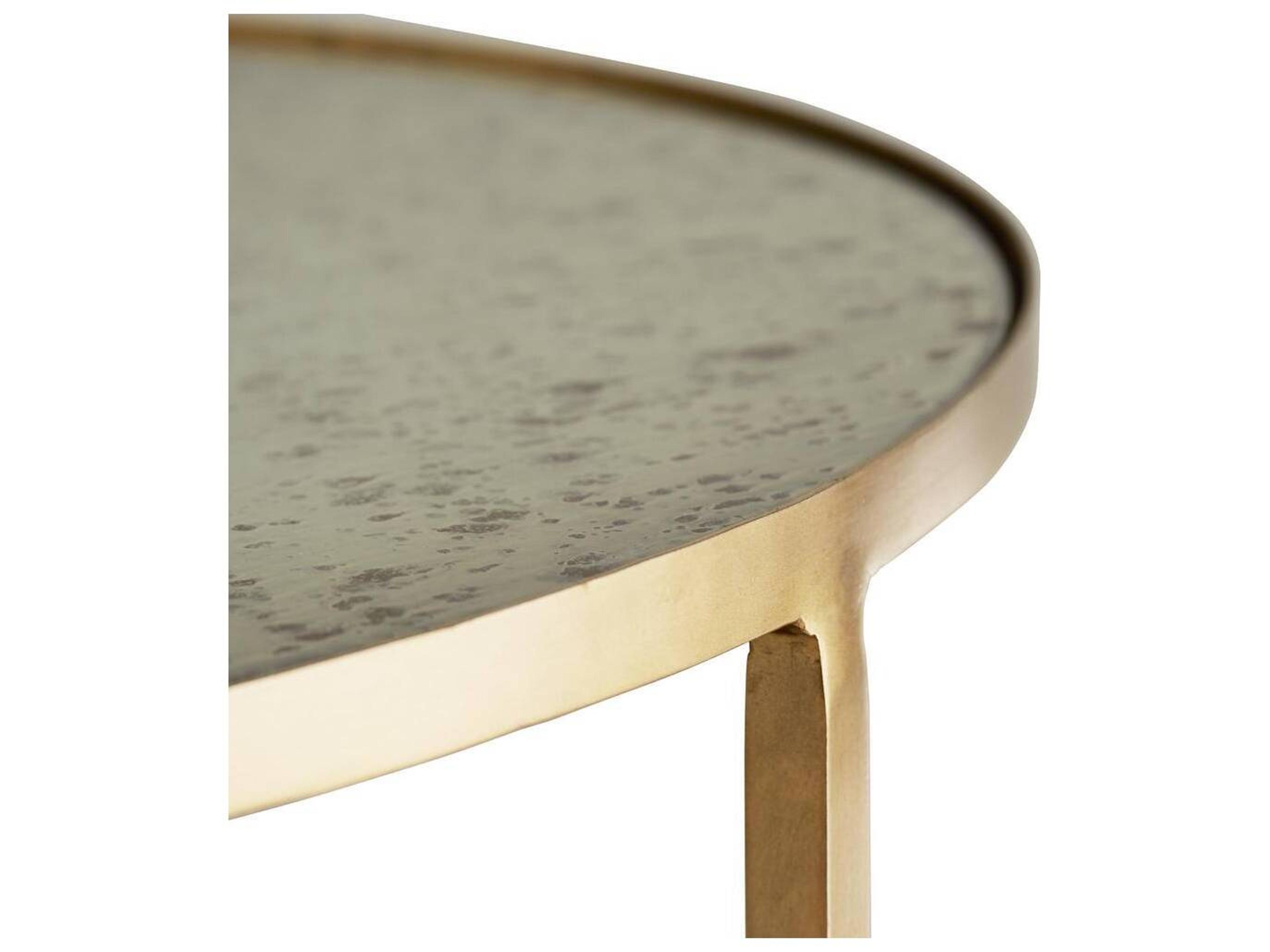 Arteriors Home Percy  Round Antique Mirror Brass End Table