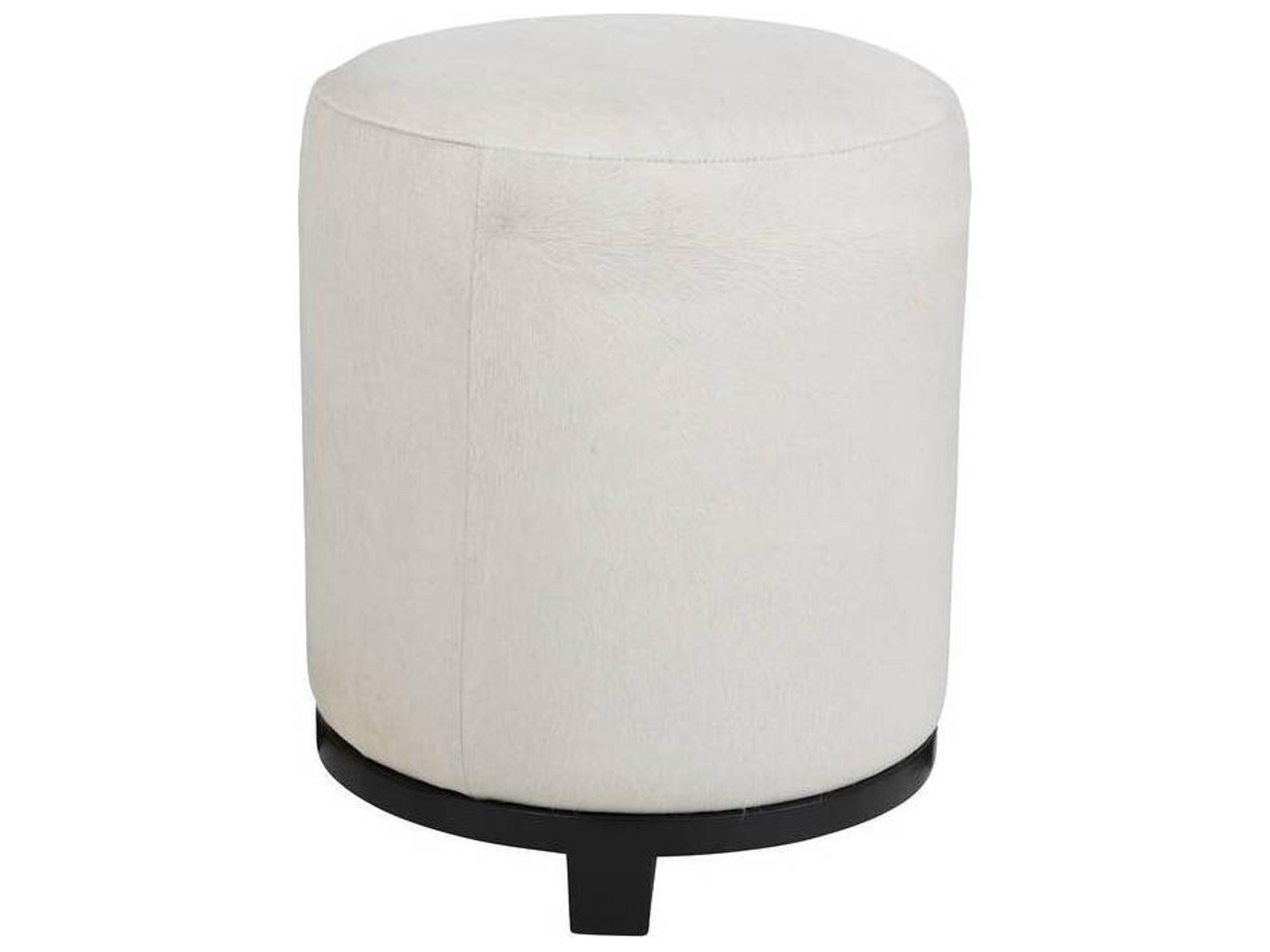 Wimberley White Hide Leather Round Ottoman