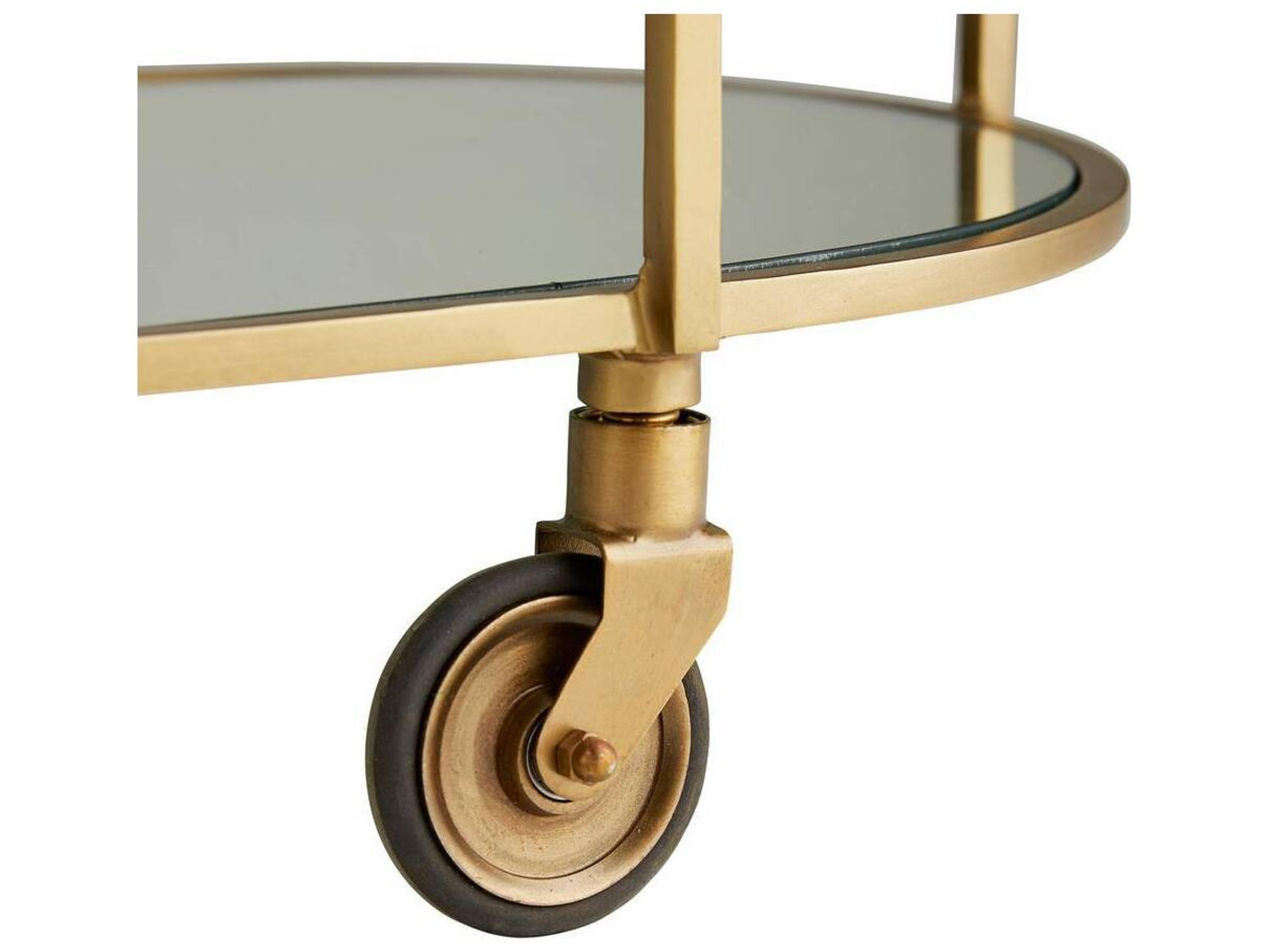 Arteriors Home Trainor Marble Antique Brass Bar Cart